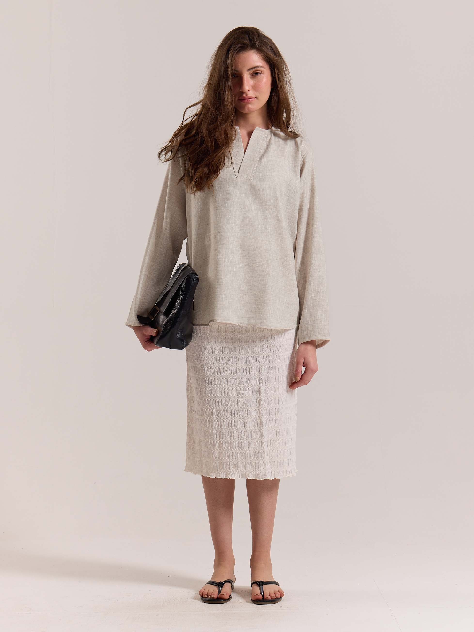 Natural Textured Linen Pullover - Image 2