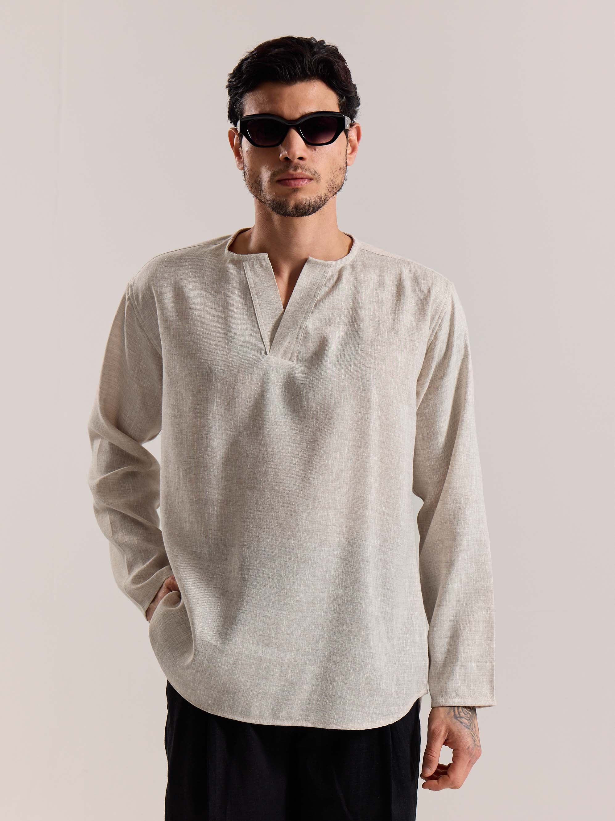 Natural Textured Linen Pullover - Image 3