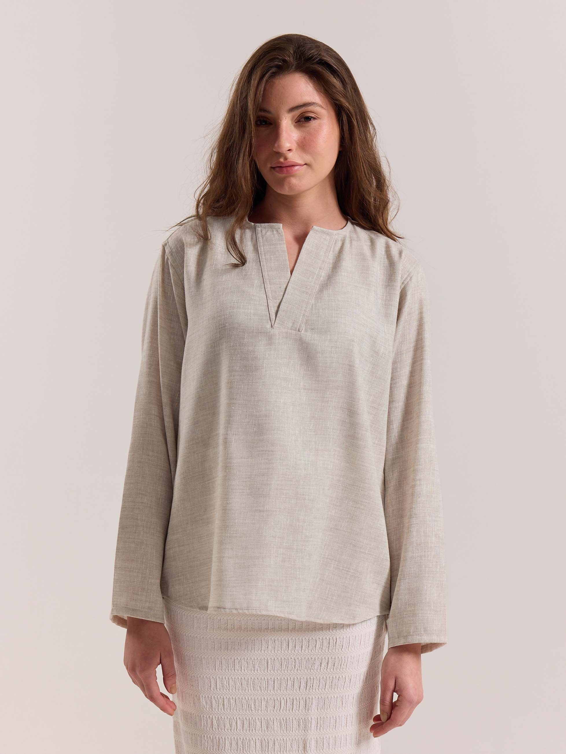 Natural Textured Linen Pullover - Image 4