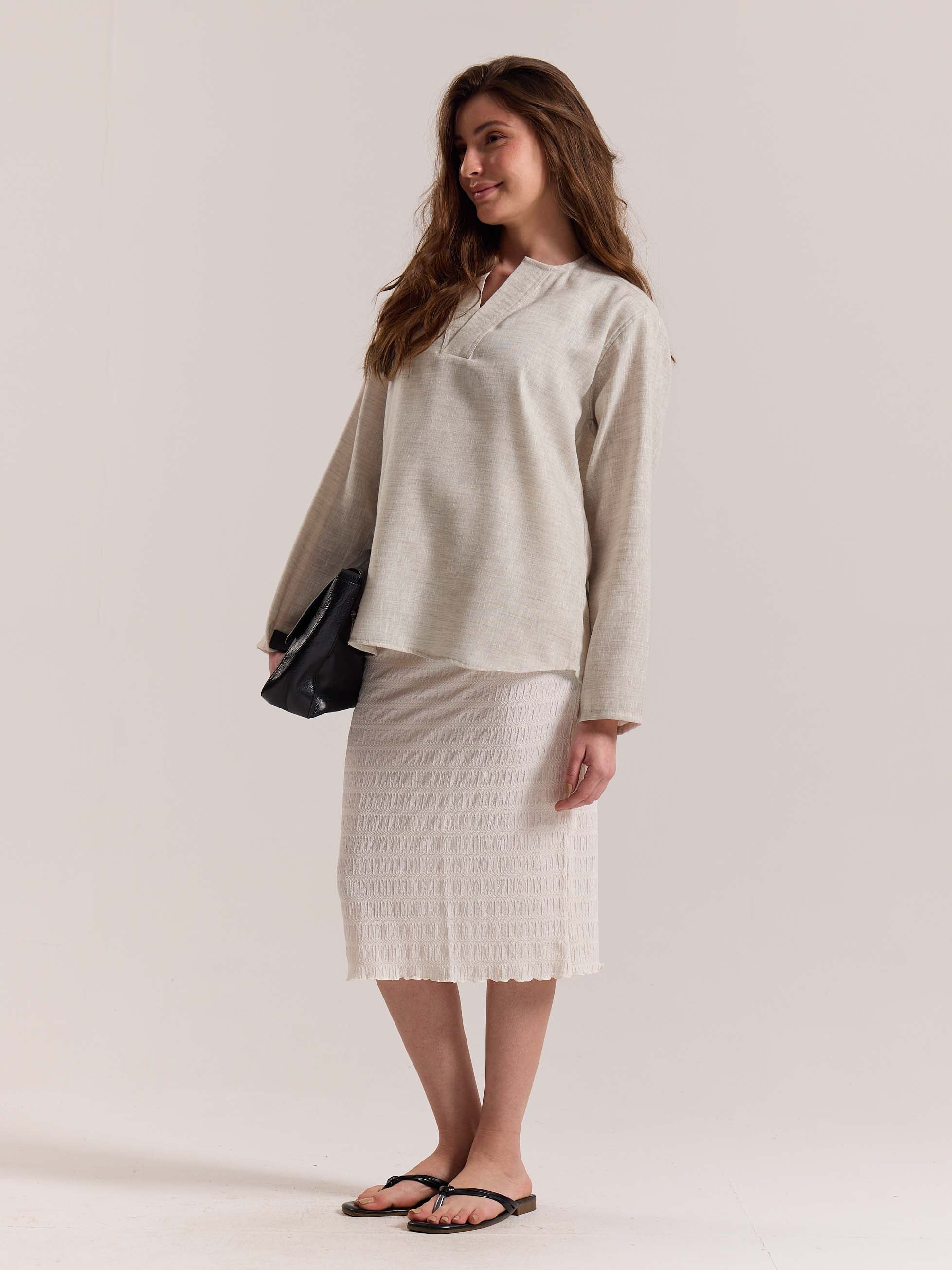 Natural Textured Linen Pullover - Image 6