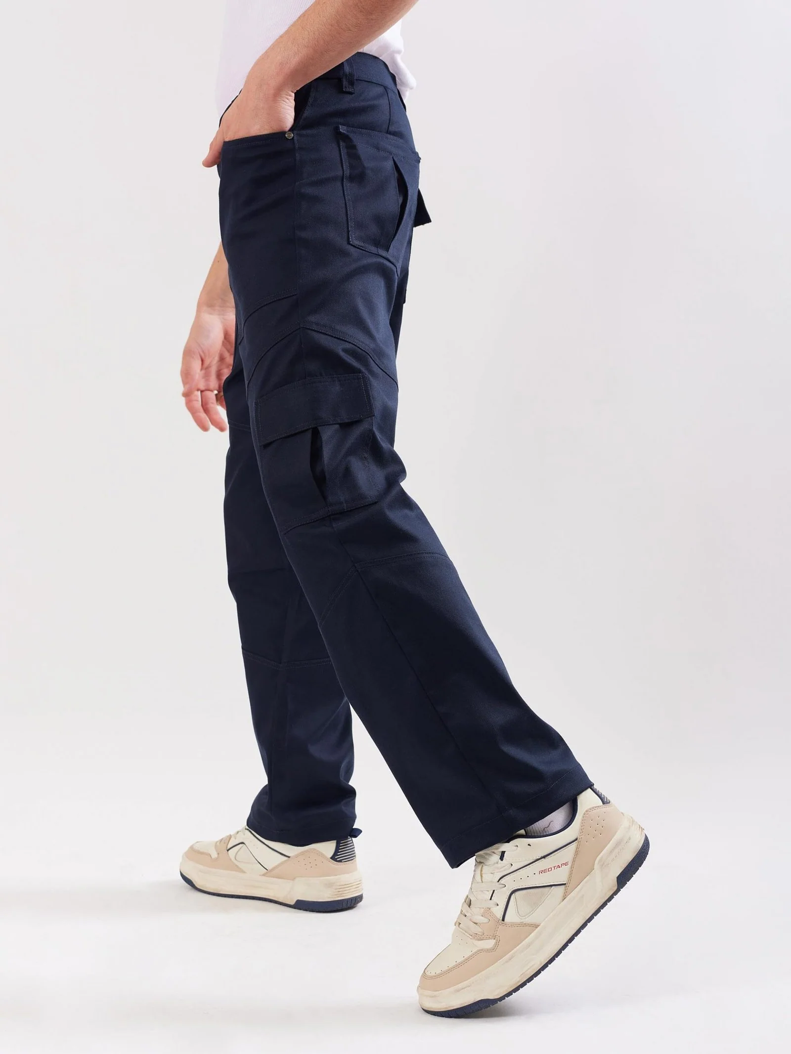 Navy Blue Cargo Trousers - Image 3