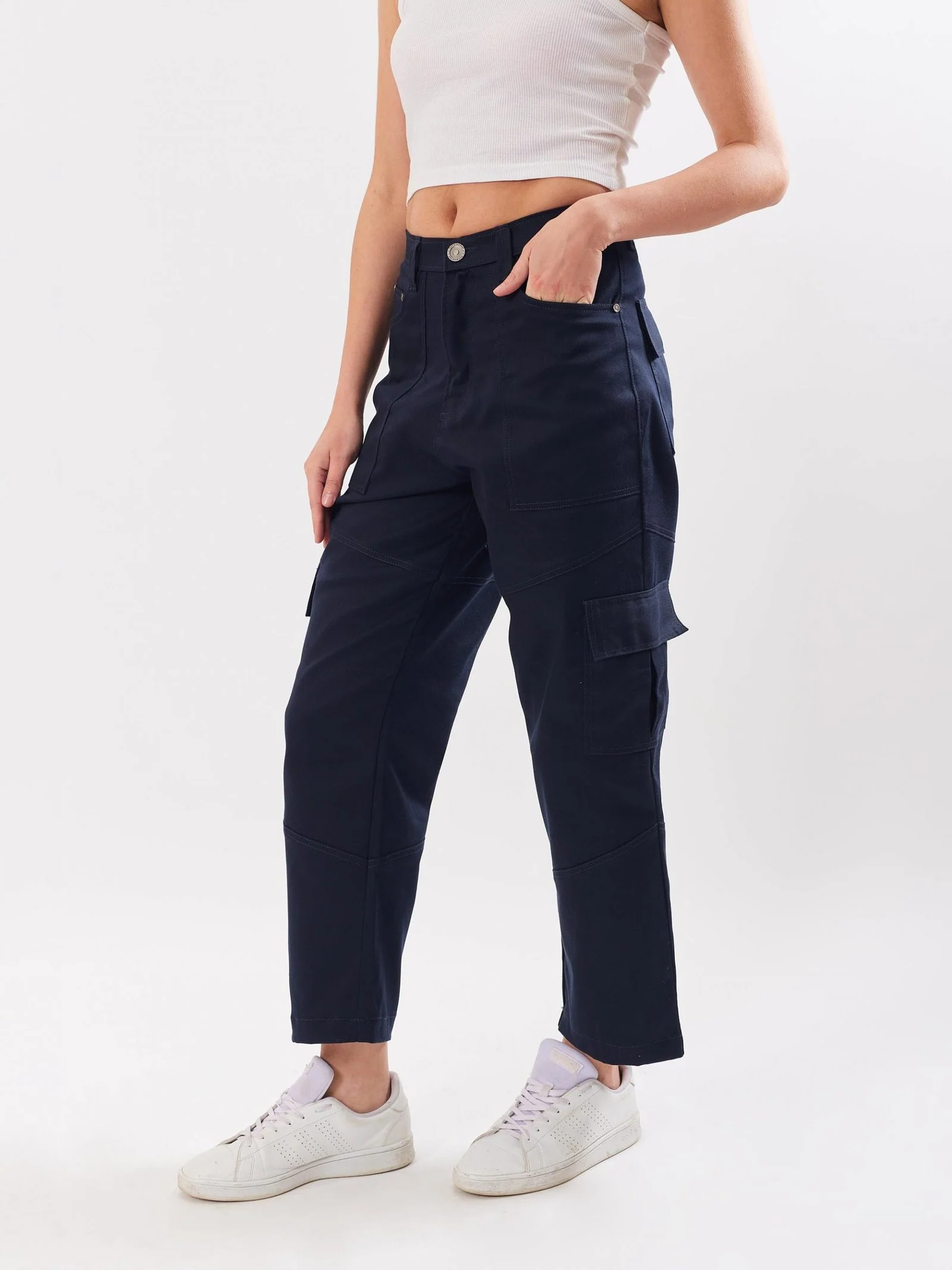 Navy Blue Cargo Trousers - Image 4