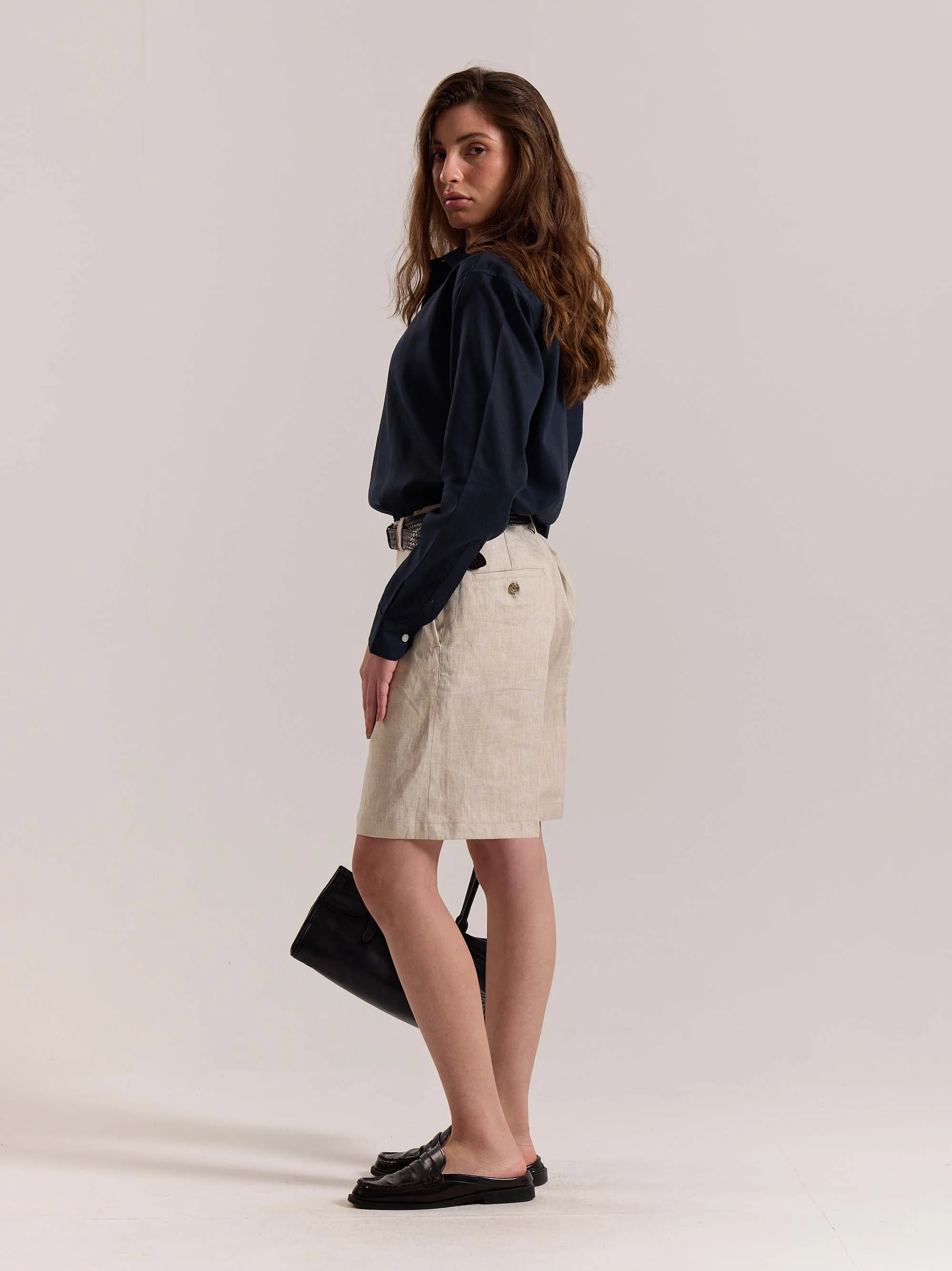 Navy Blue Linen-blend Shirt - Image 7