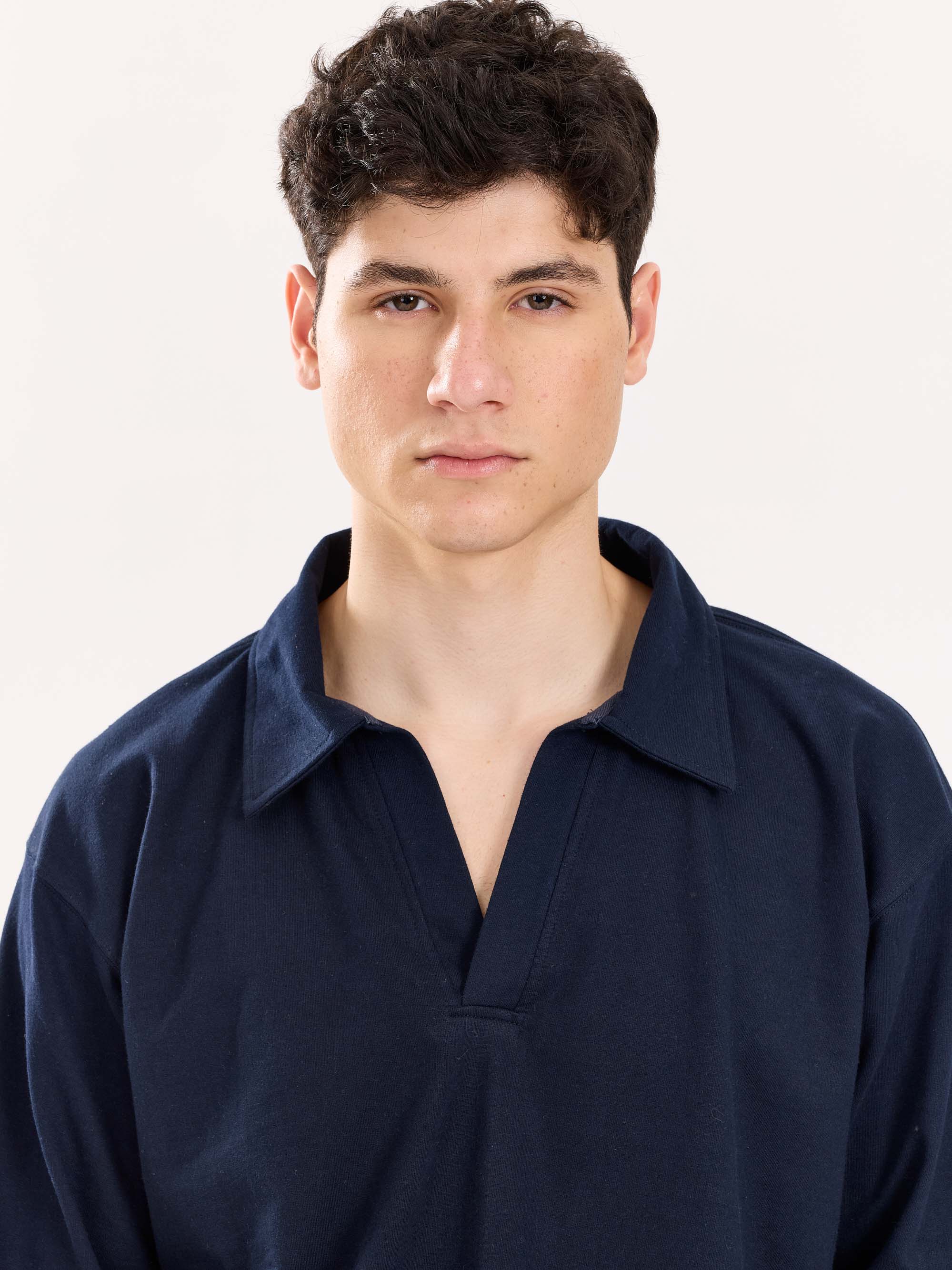 Navy Blue Terry Polo Tee - Image 7