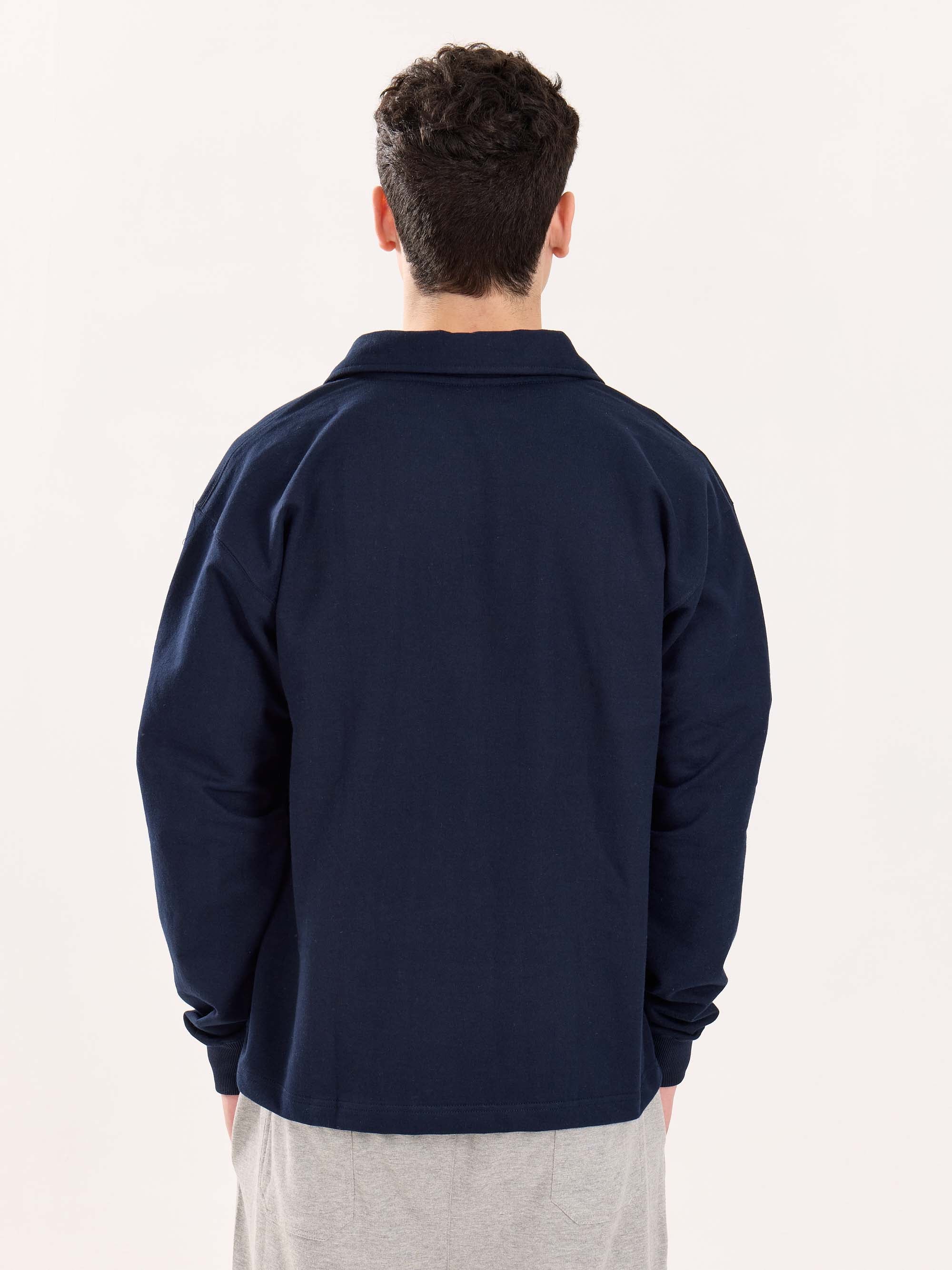 Navy Blue Terry Polo Tee - Image 8