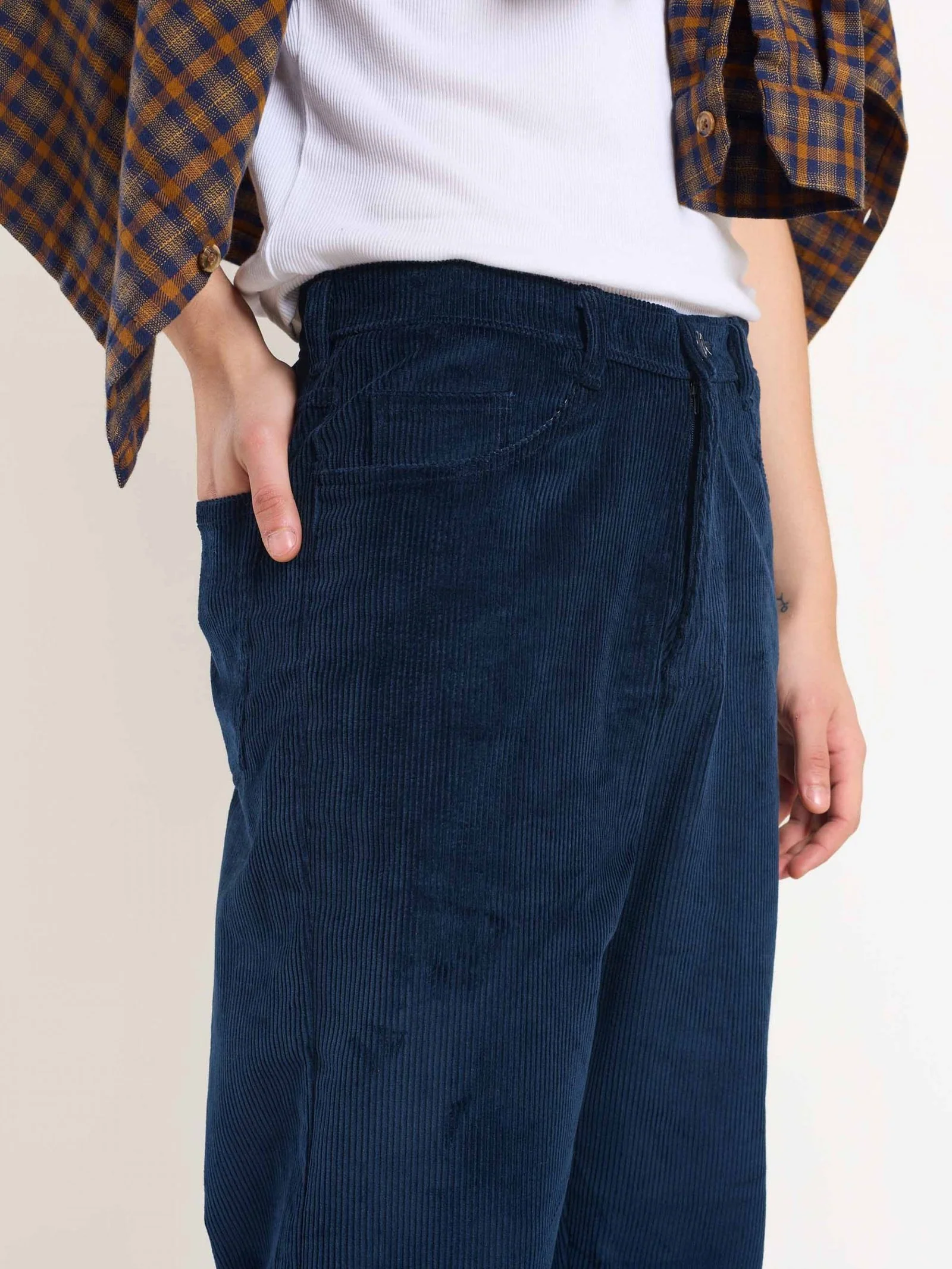 Navy Corduroy Trousers - Image 3