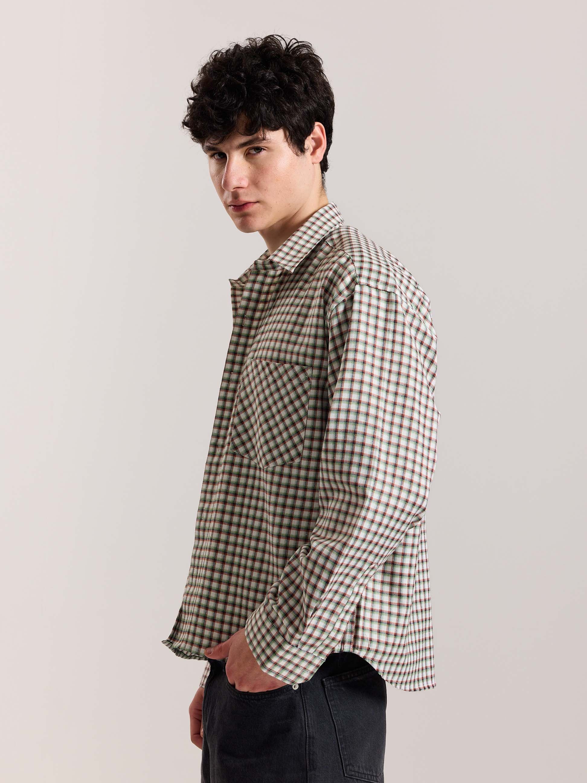 Off White Checkered Oversized Cropped Shirt - Image 7