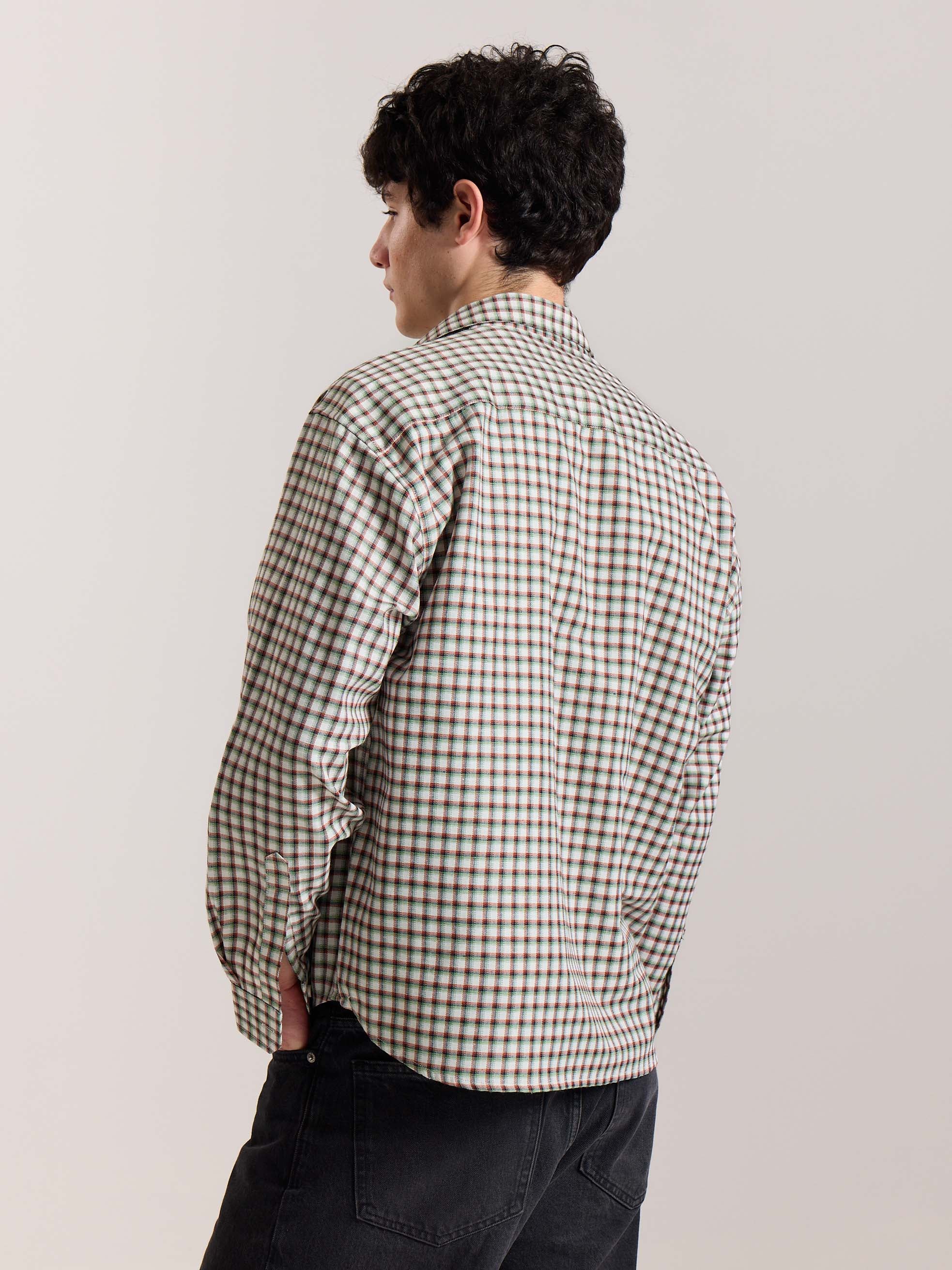 Off White Checkered Oversized Cropped Shirt - Image 8