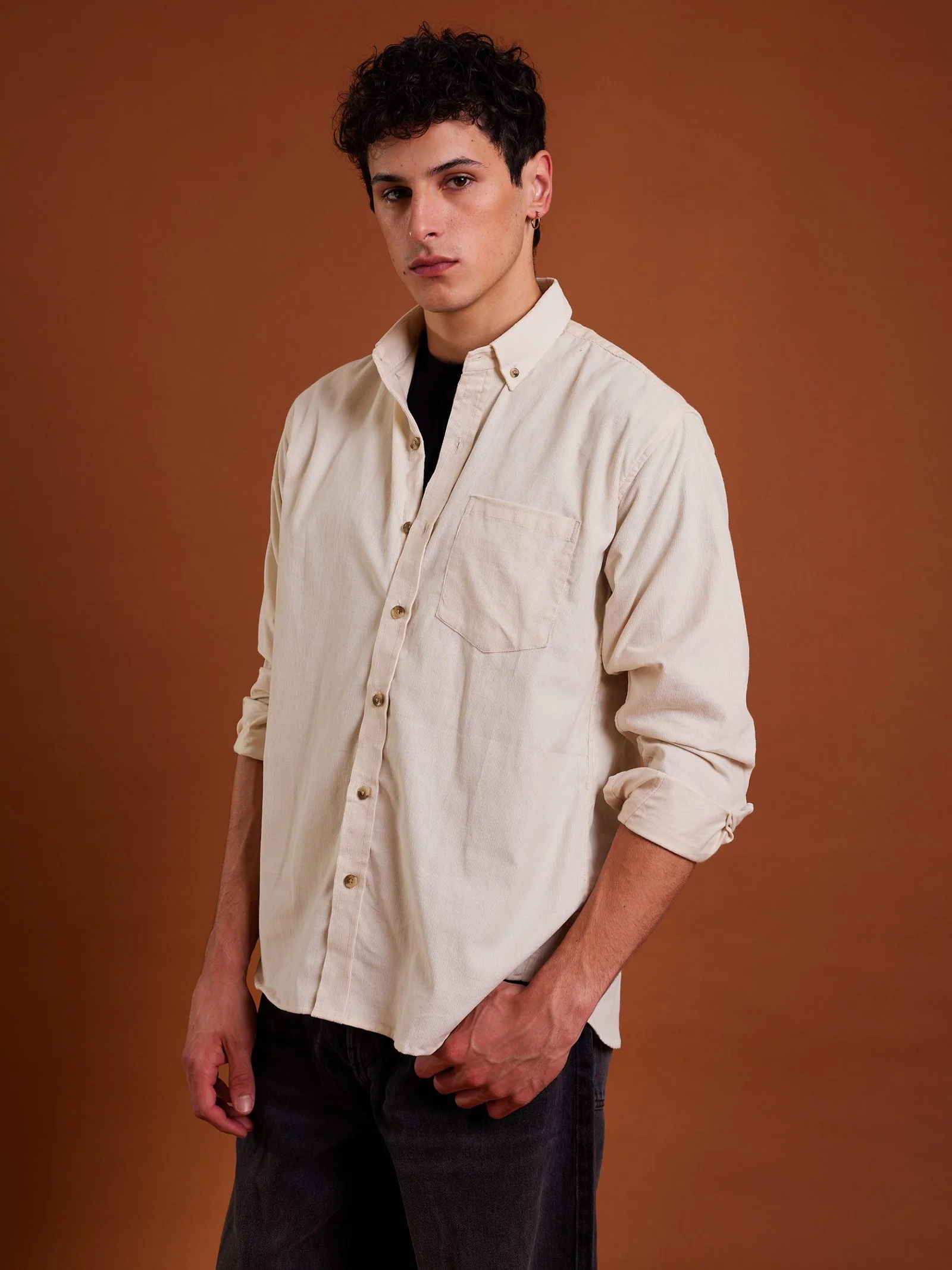Off White Corduroy Shirt - Image 4