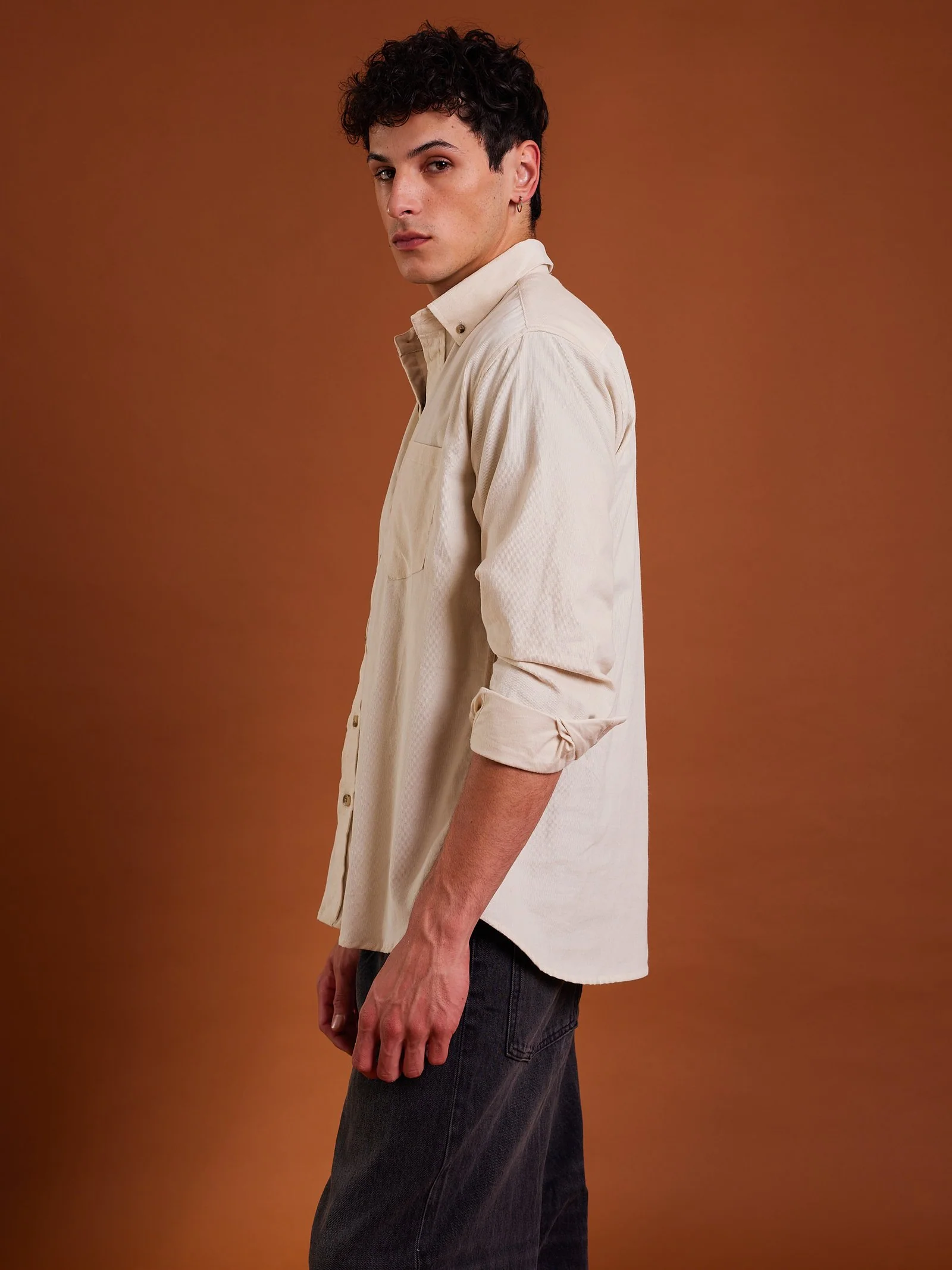 Off White Corduroy Shirt - Image 5