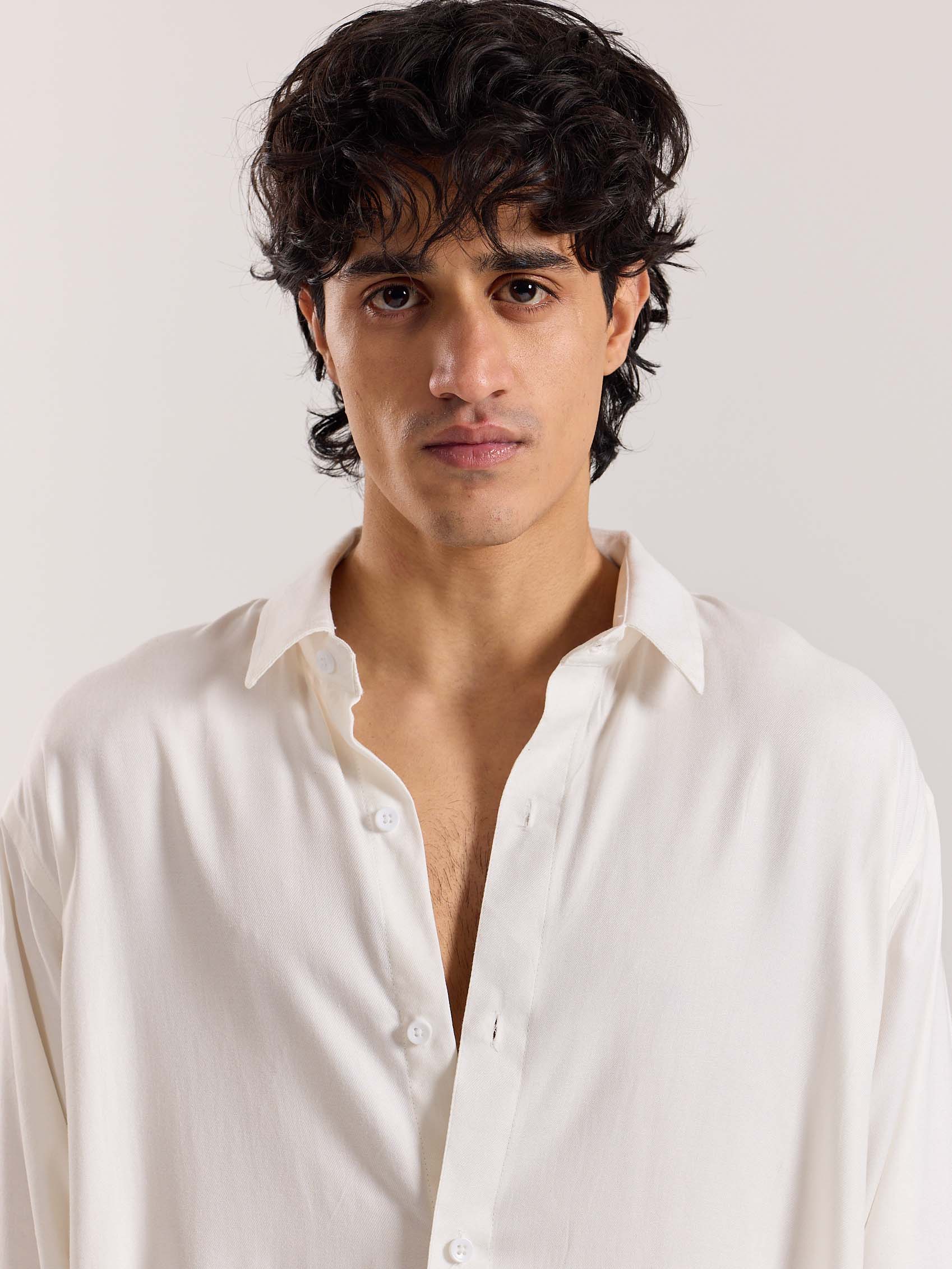 Off White Drape Shirt - Image 3