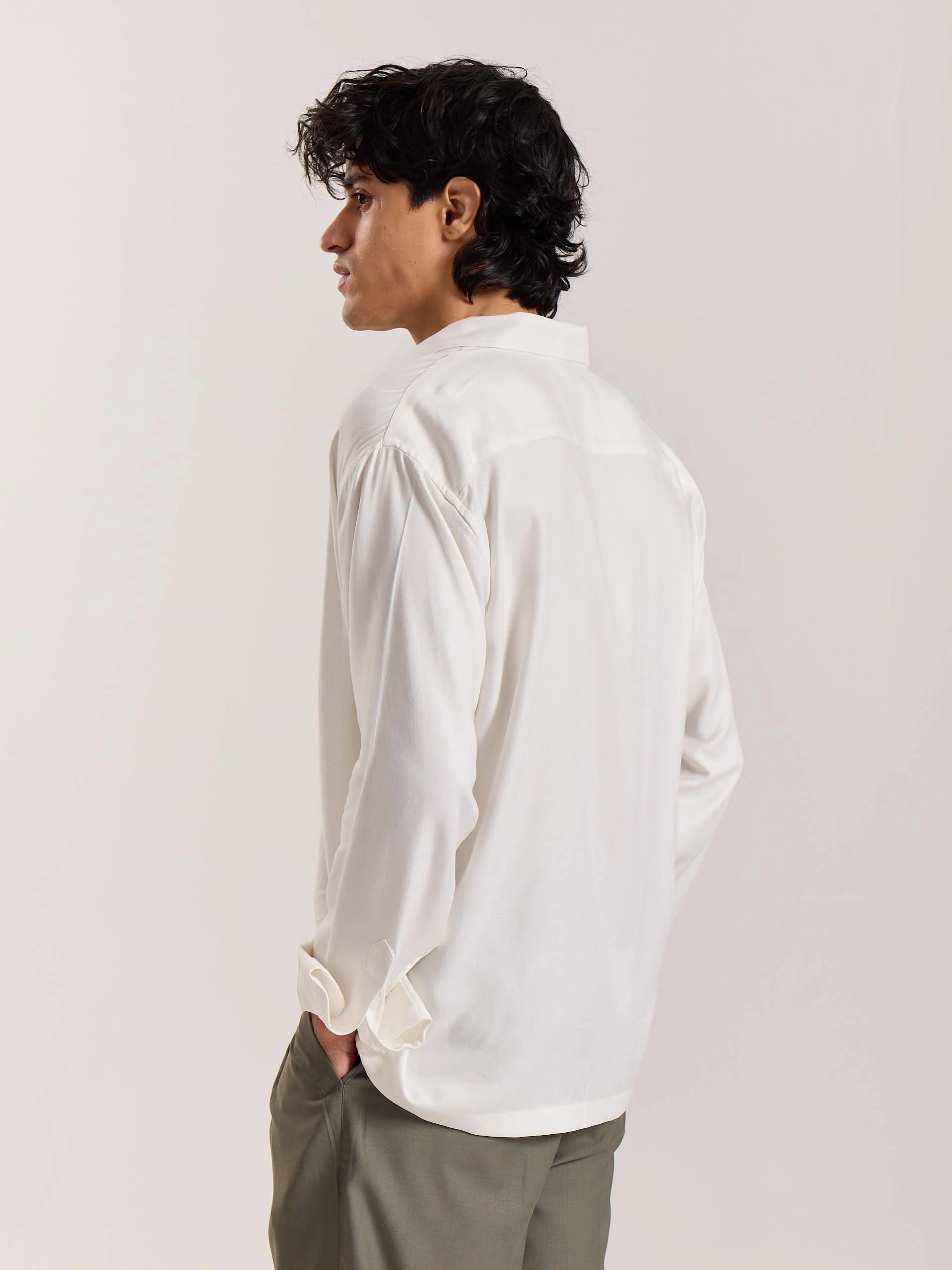 Off White Drape Shirt - Image 6