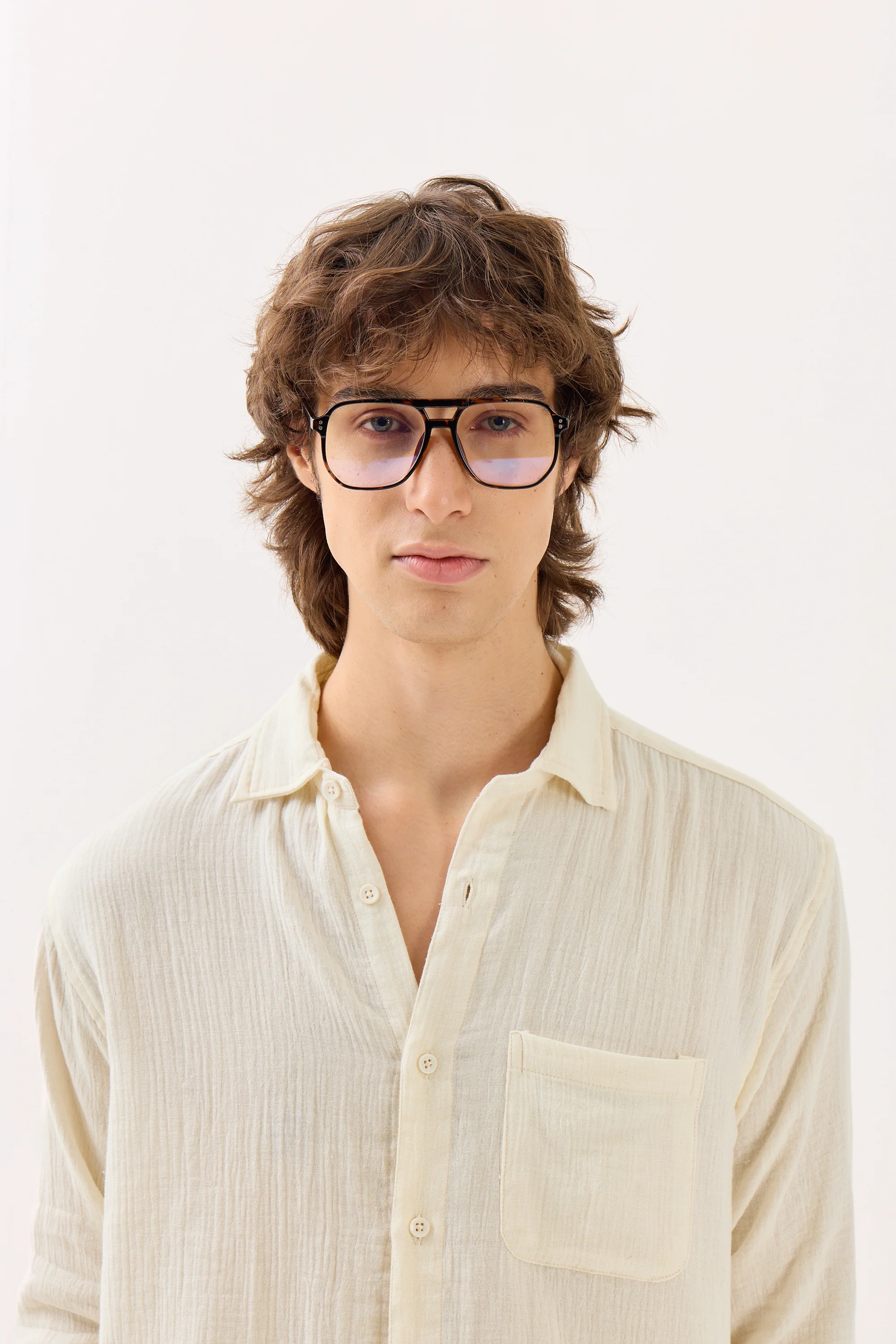 Off White Gauze Holiday Shirt - Image 4