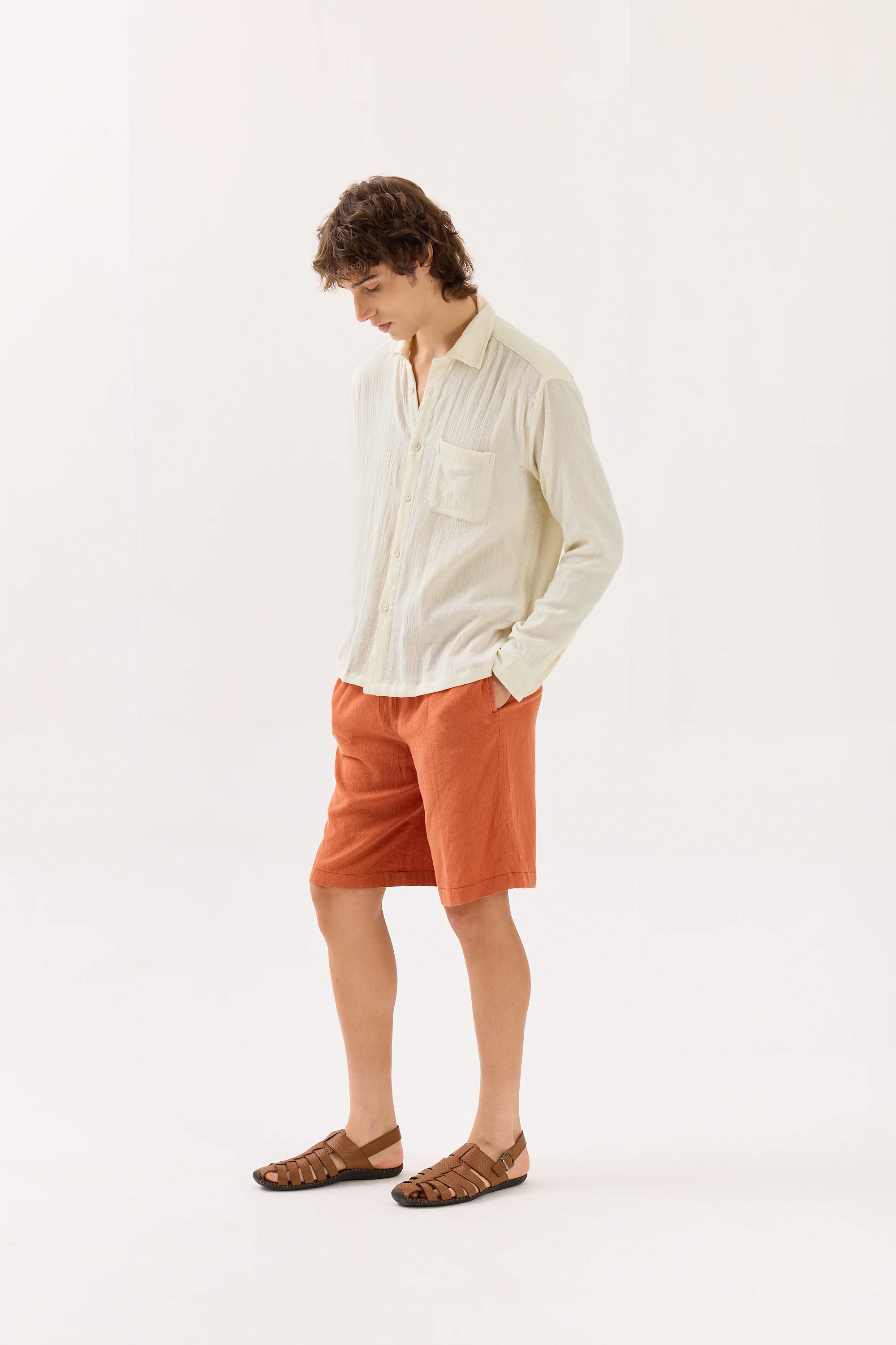Off White Gauze Holiday Shirt - Image 5