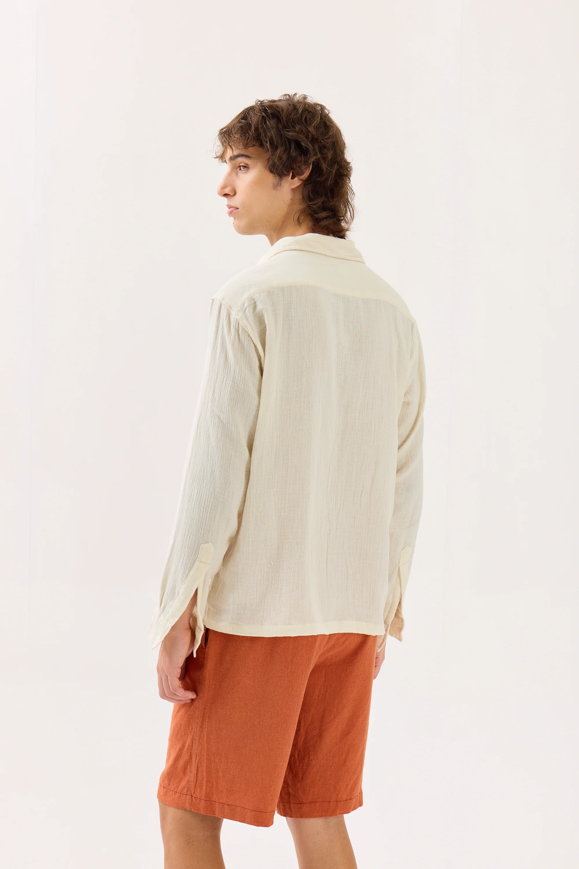 Off White Gauze Holiday Shirt - Image 6
