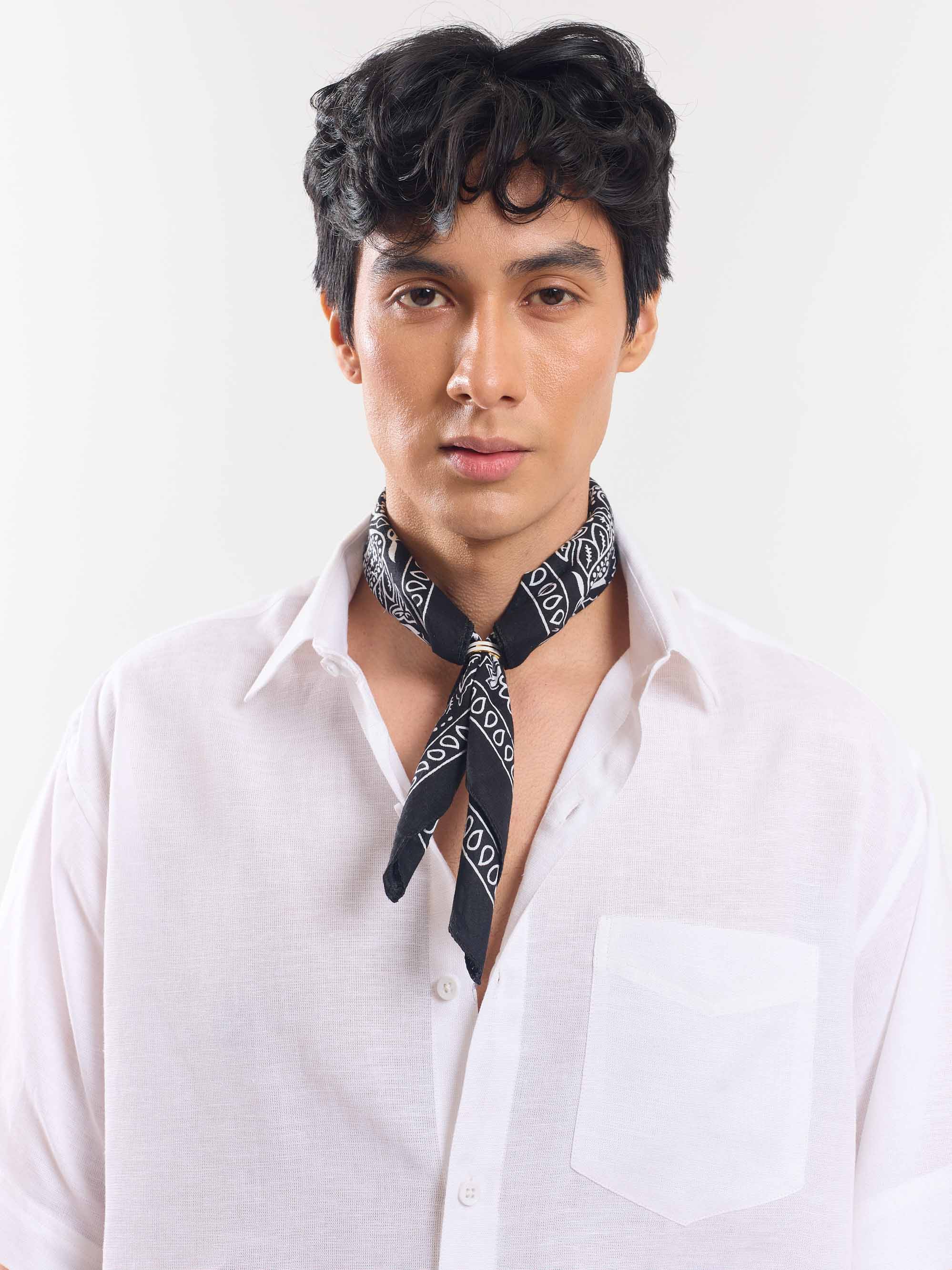 White Half Sleeve Linen Shirt - Image 3