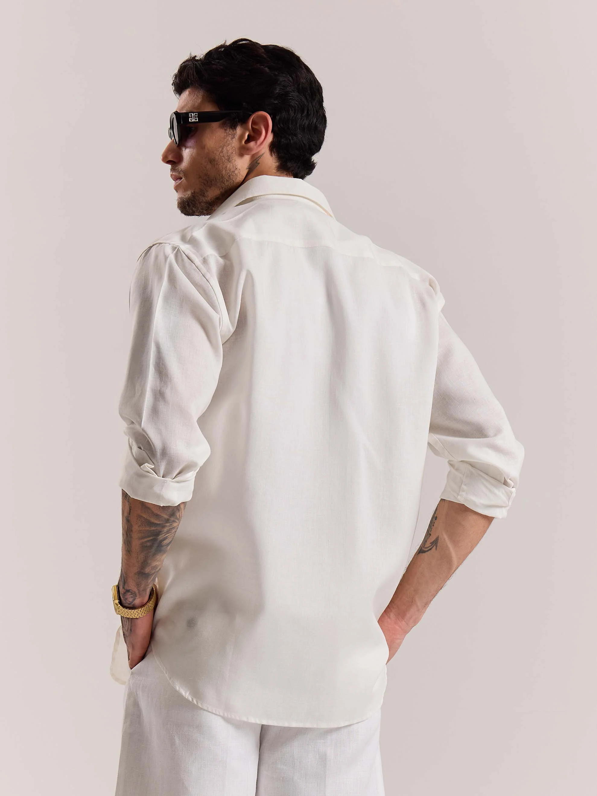 Off White Linen-blend Shirt - Image 8