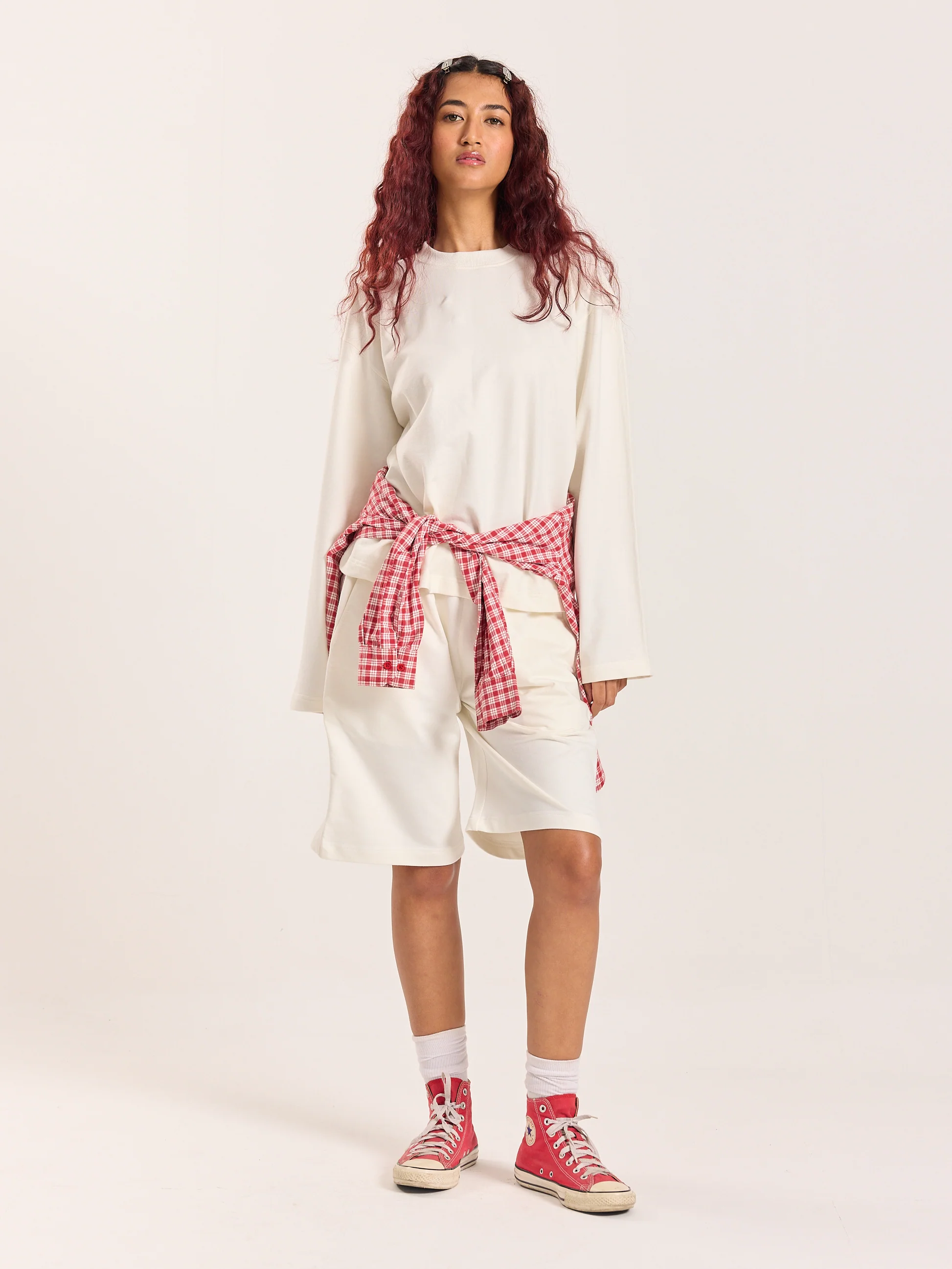 Off-White Loose Fit Cropped T-Shirt - Image 2
