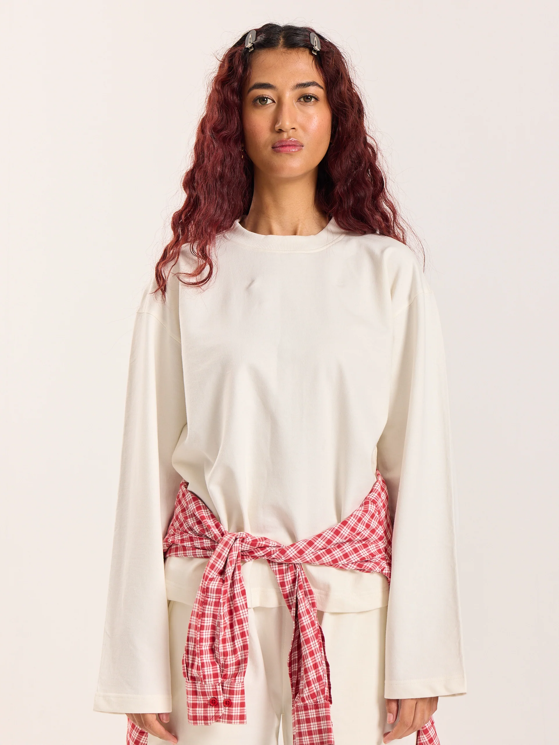 Off-White Loose Fit Cropped T-Shirt - Image 4