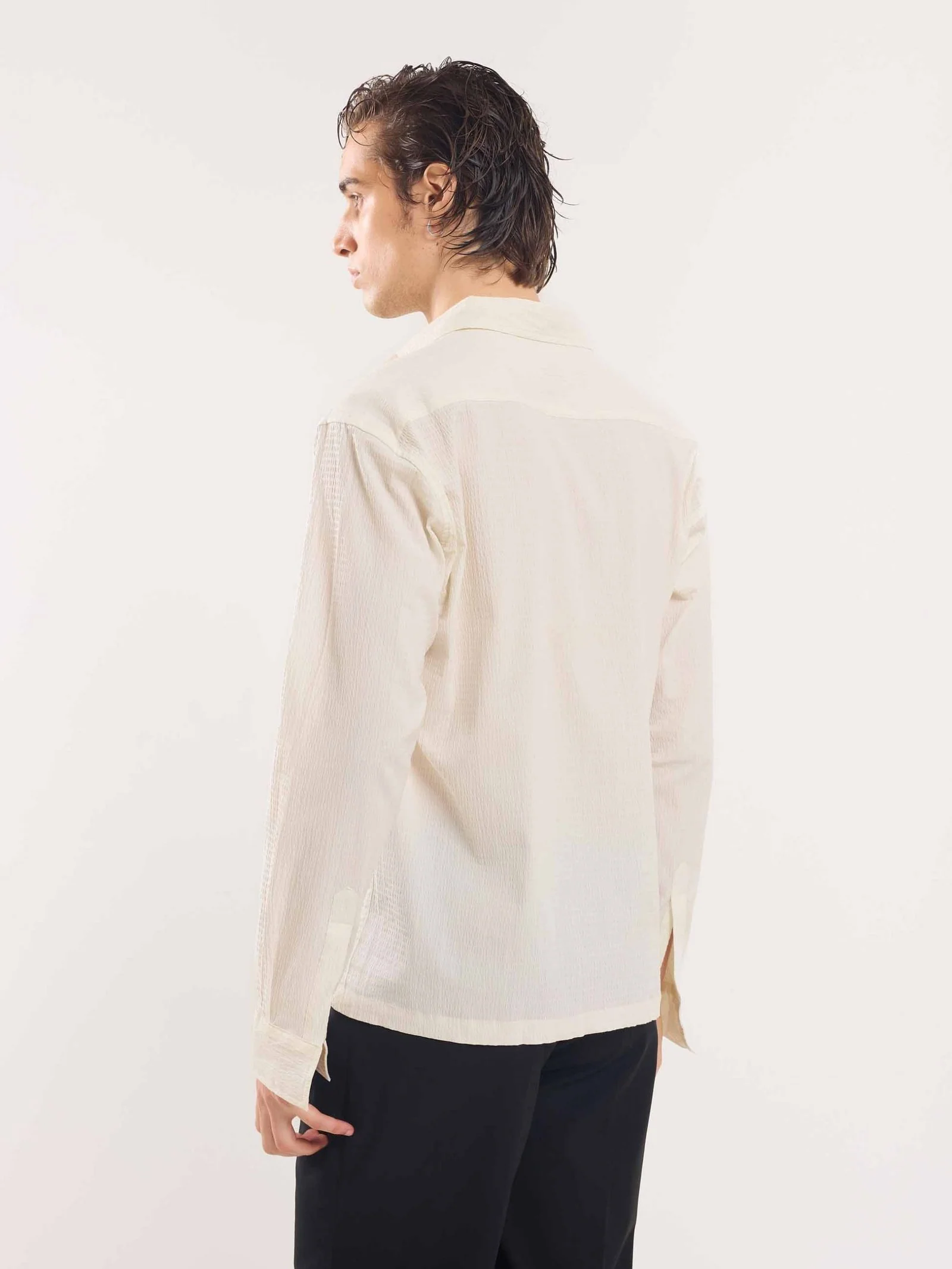Off White Textured Holiday Shirt - Image 6