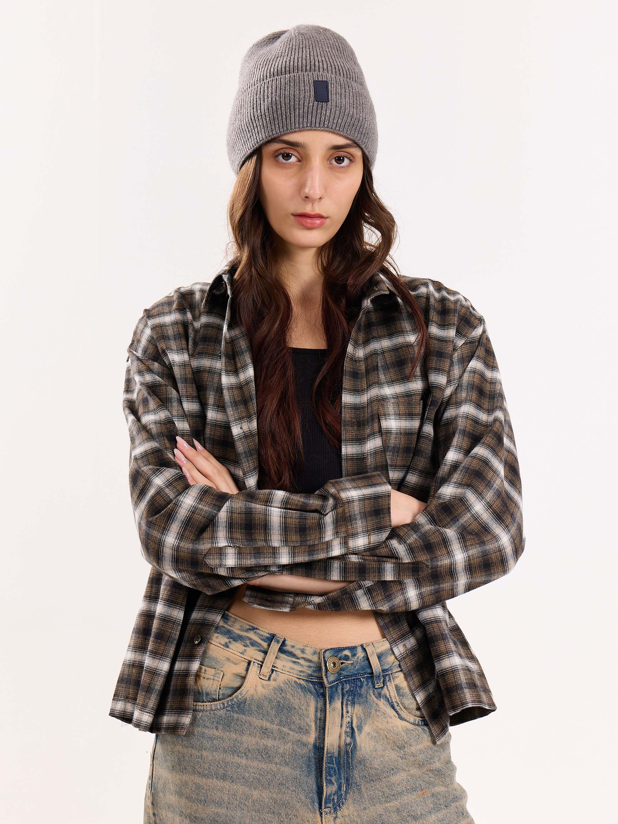 Olive Checkered Flannel Overshirt - Image 4