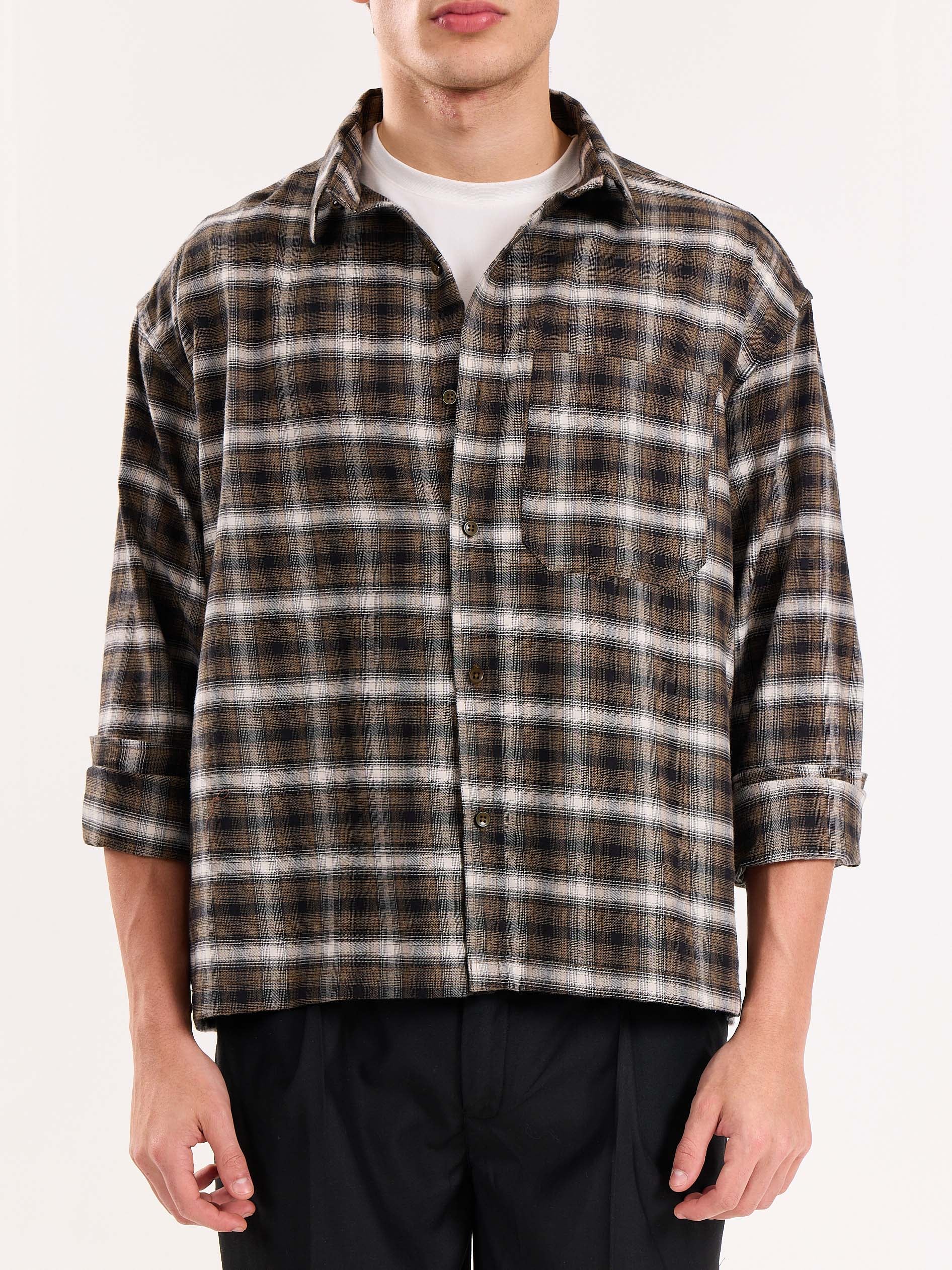 Olive Checkered Flannel Overshirt - Image 5