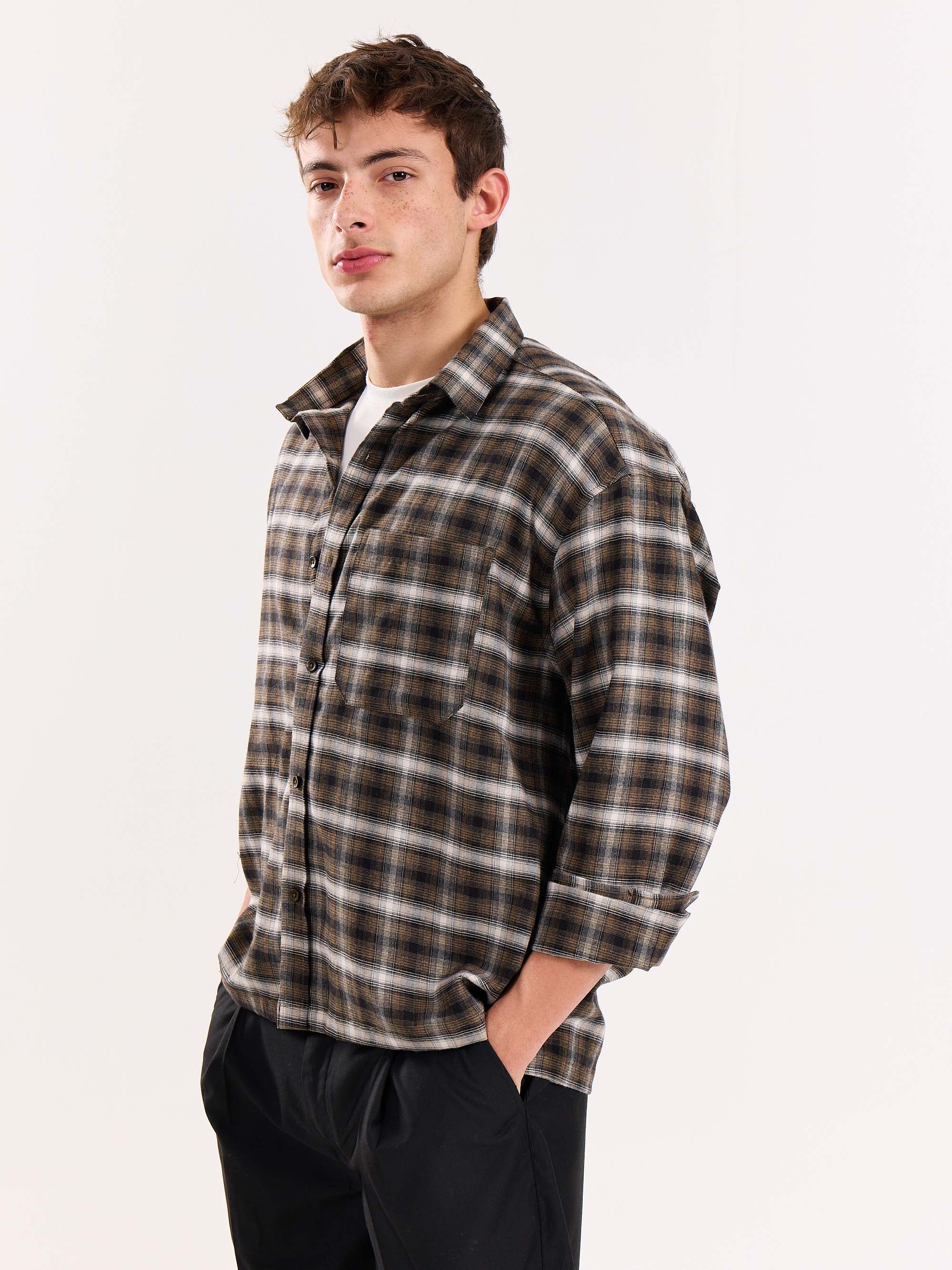 Olive Checkered Flannel Overshirt - Image 6