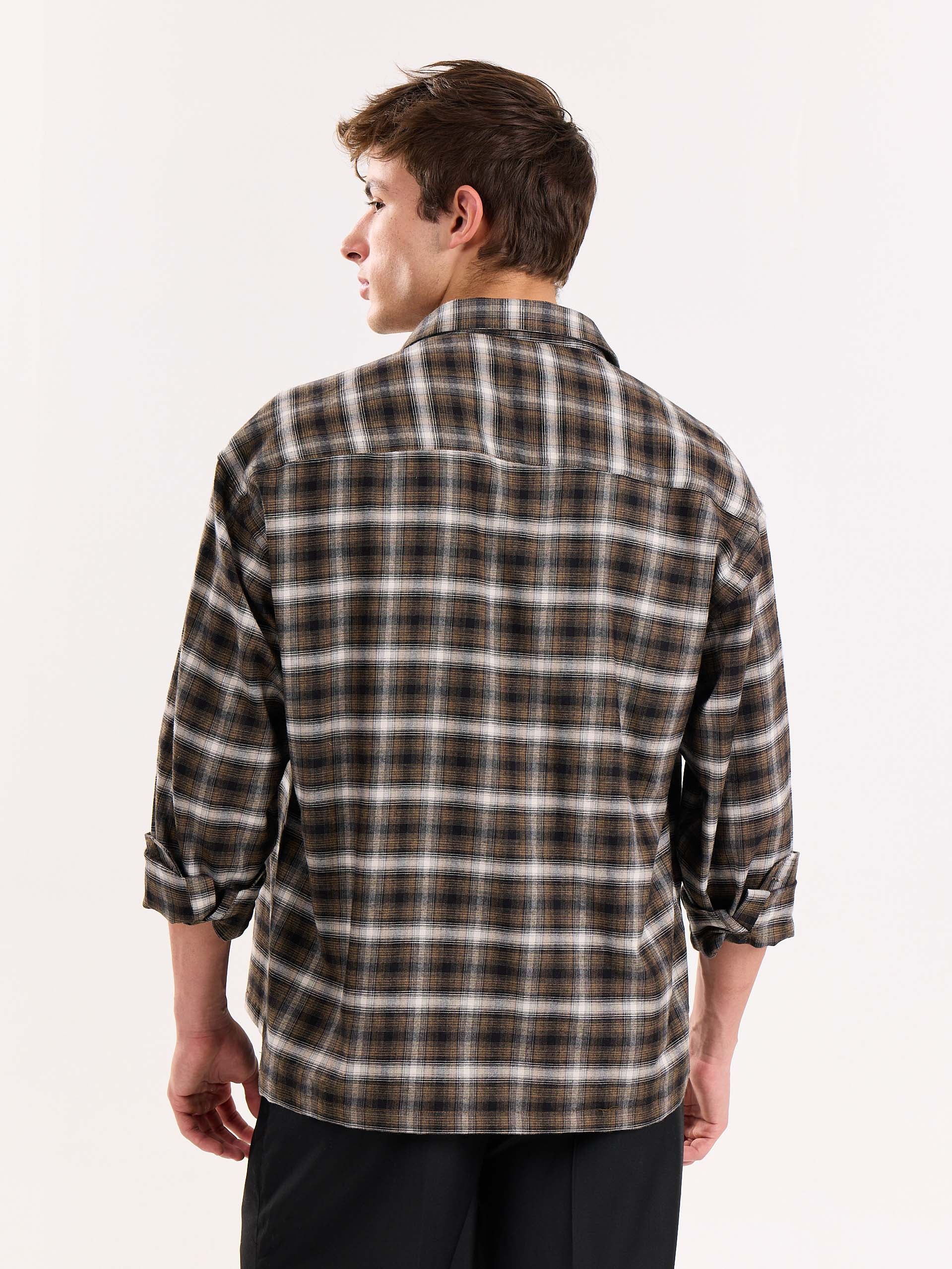 Olive Checkered Flannel Overshirt - Image 8