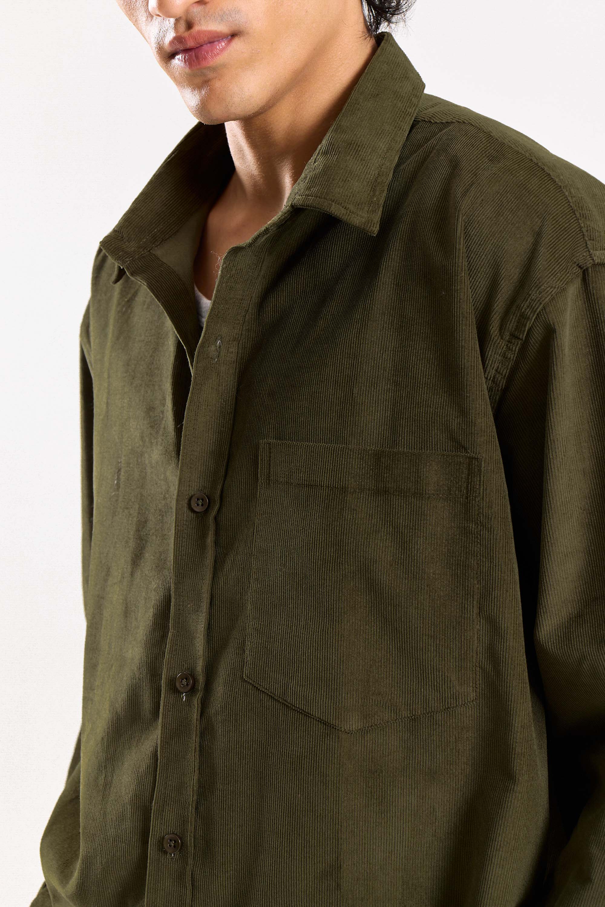 Olive Corduroy Oversized Shirt - Image 5
