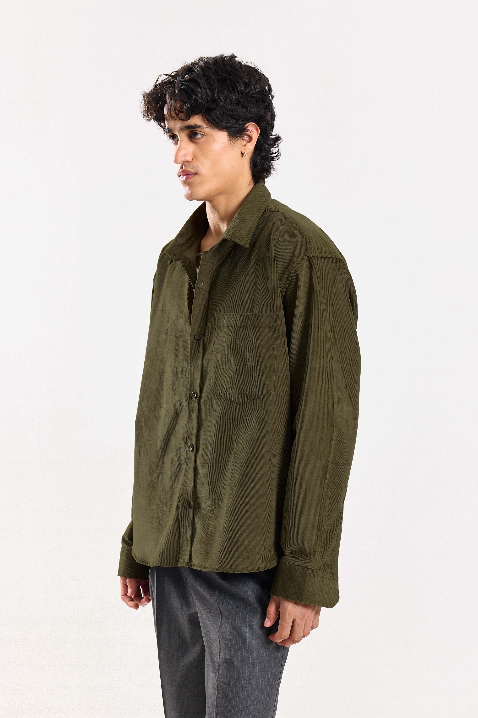 Olive Corduroy Oversized Shirt - Image 6
