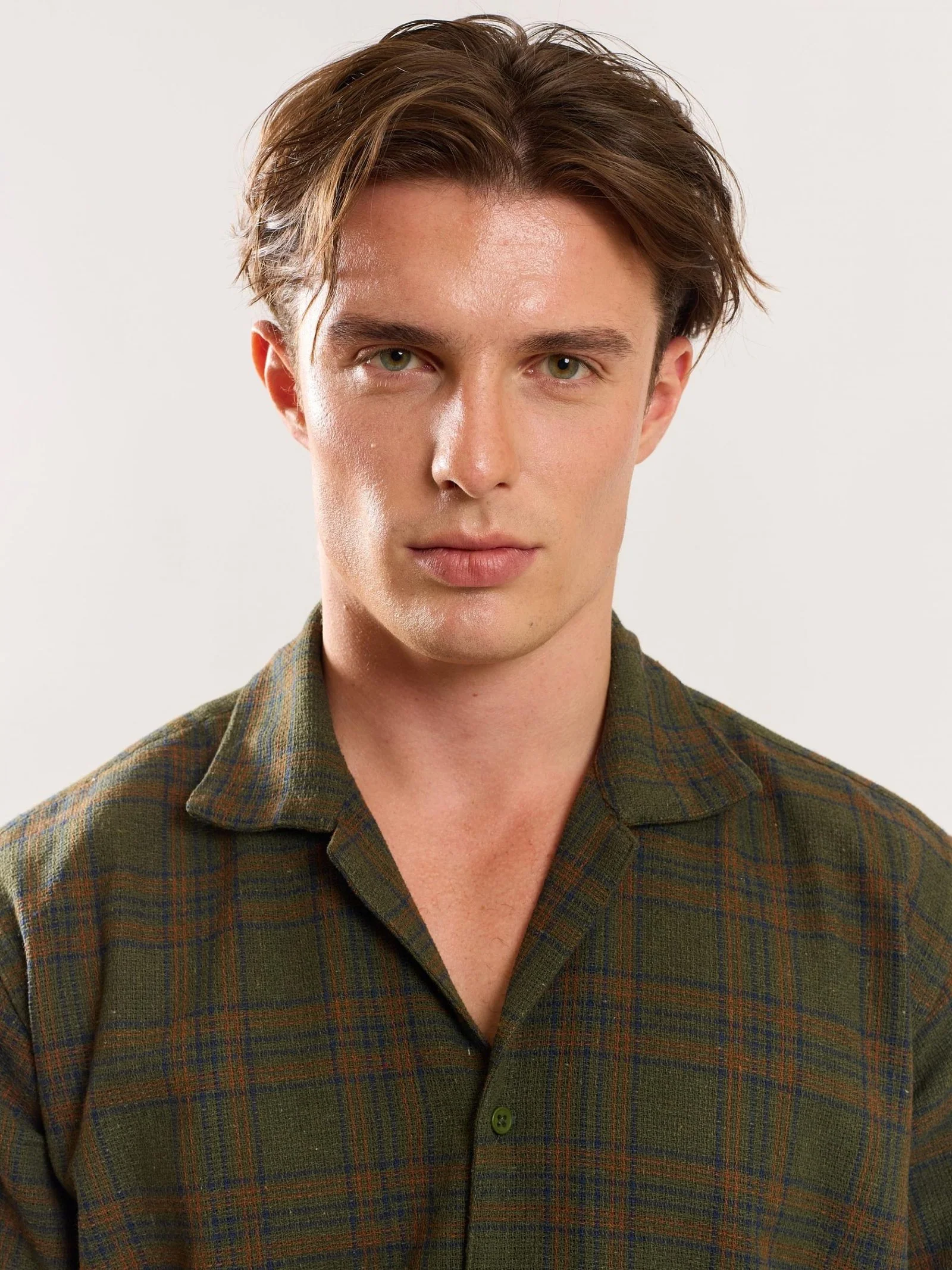 Olive Green Checked Knit Shirt - Image 3