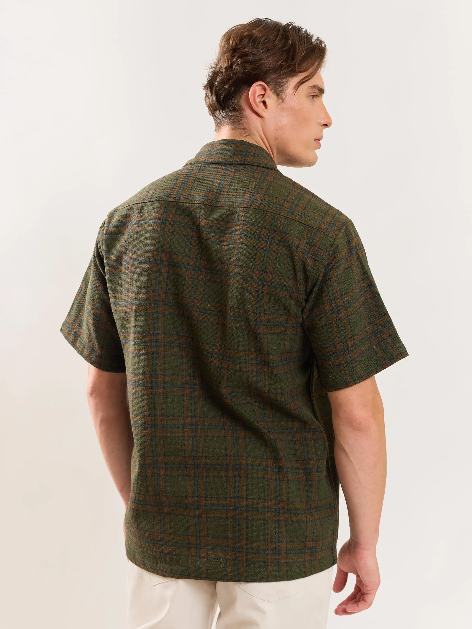 Olive Green Checked Knit Shirt - Image 6