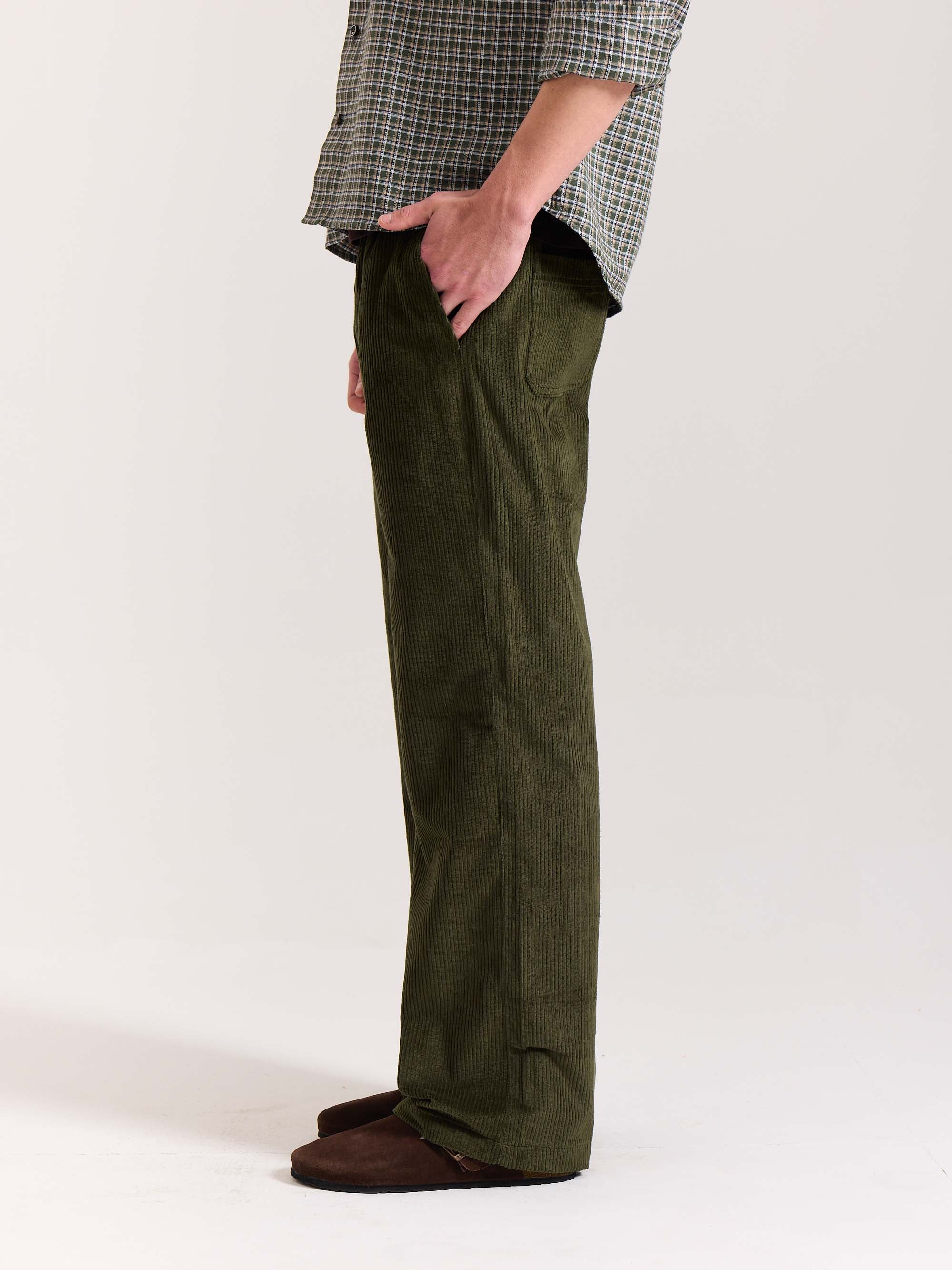 Olive Green Corduroy Pull-on Pants - Image 2