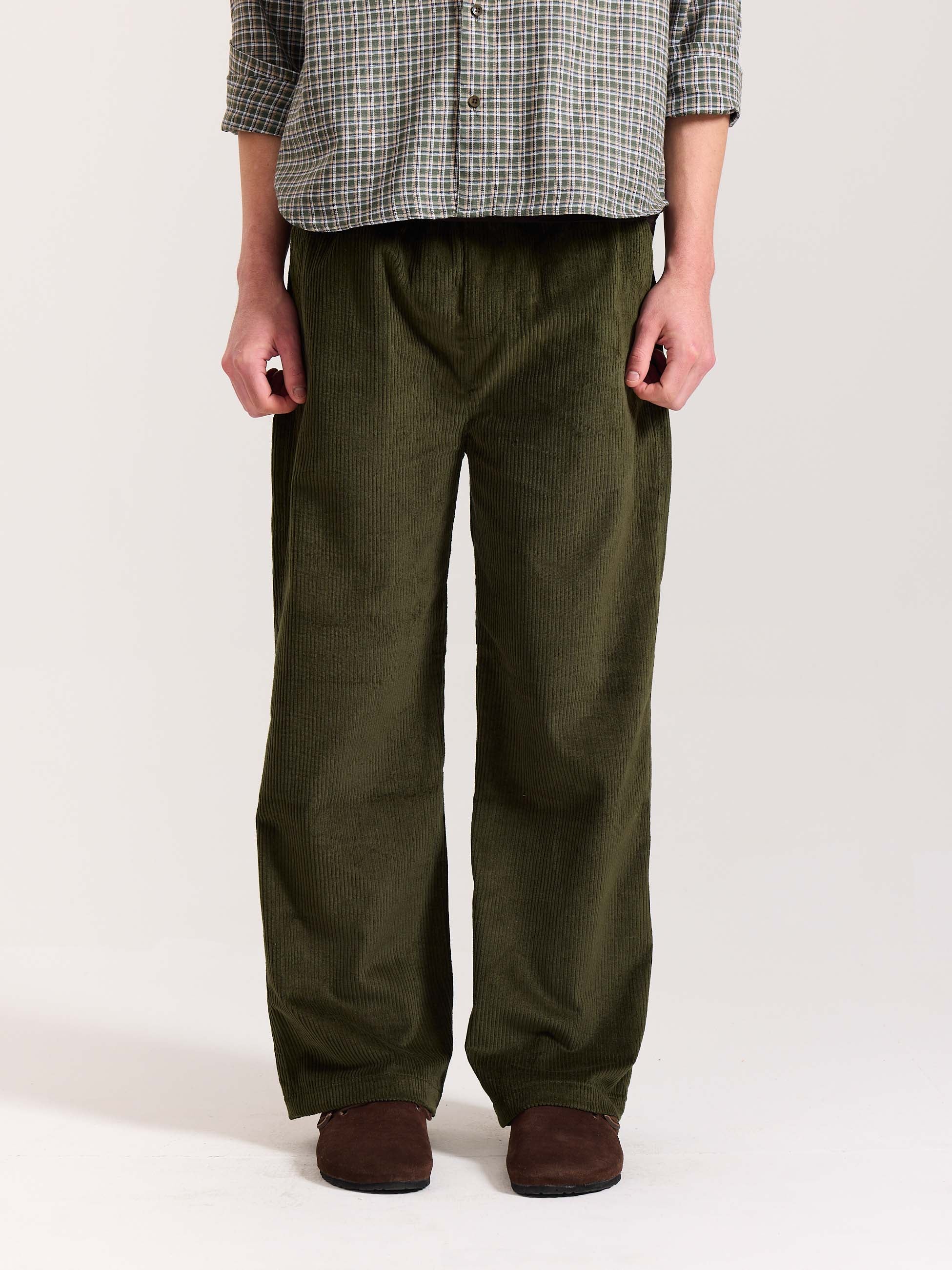 Olive Green Corduroy Pull-on Pants - Image 3
