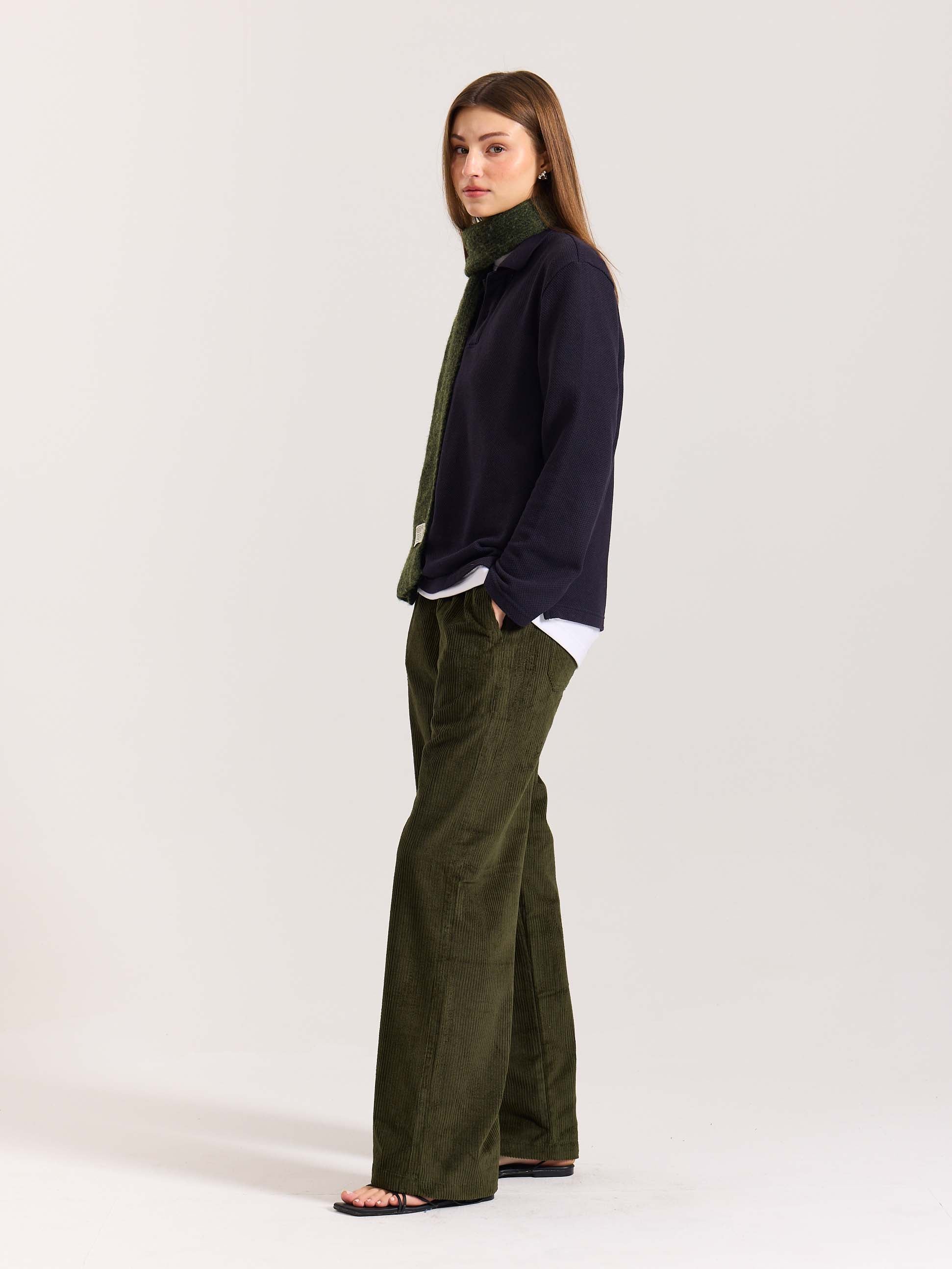 Olive Green Corduroy Pull-on Pants - Image 5