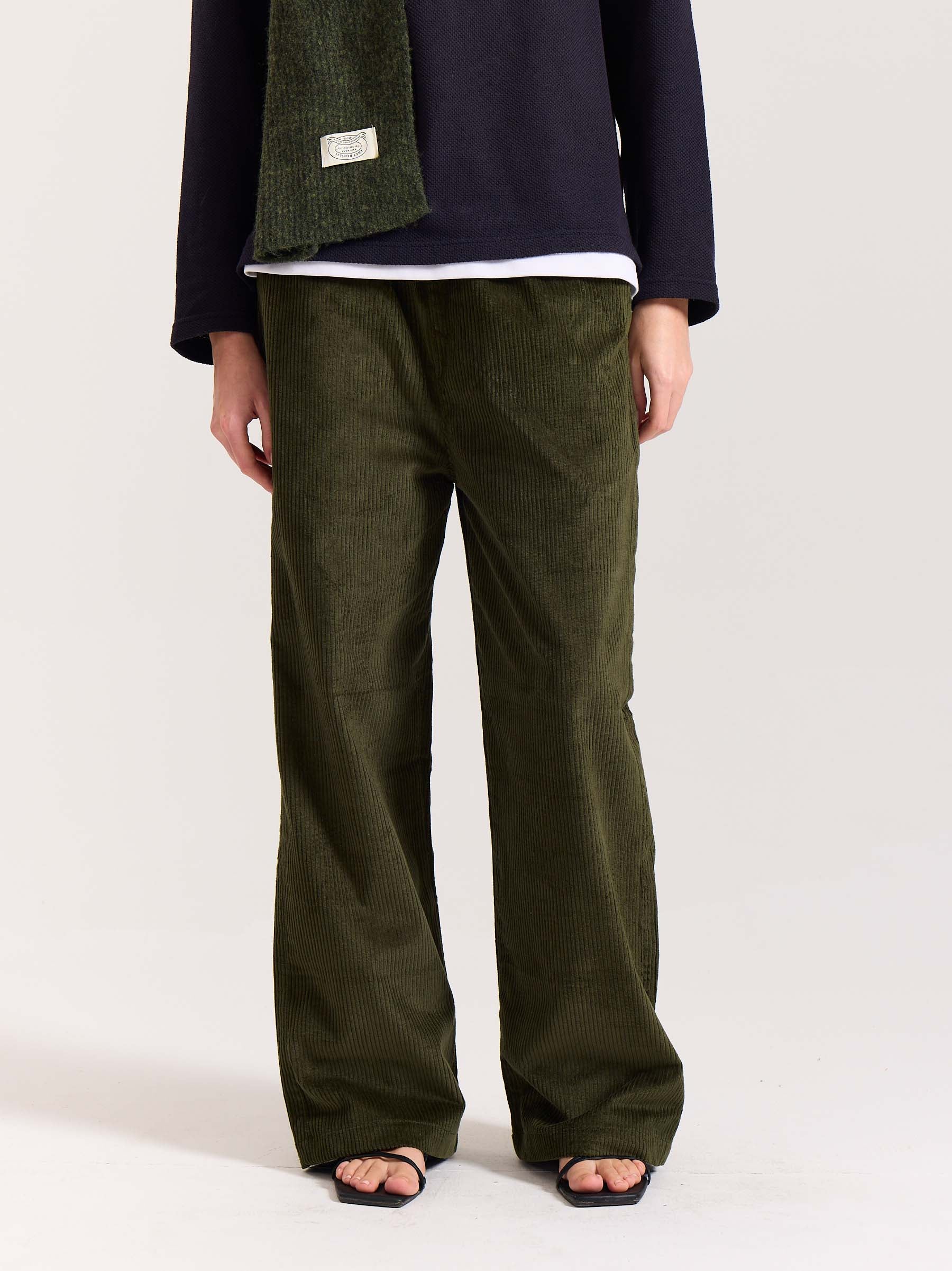 Olive Green Corduroy Pull-on Pants - Image 7
