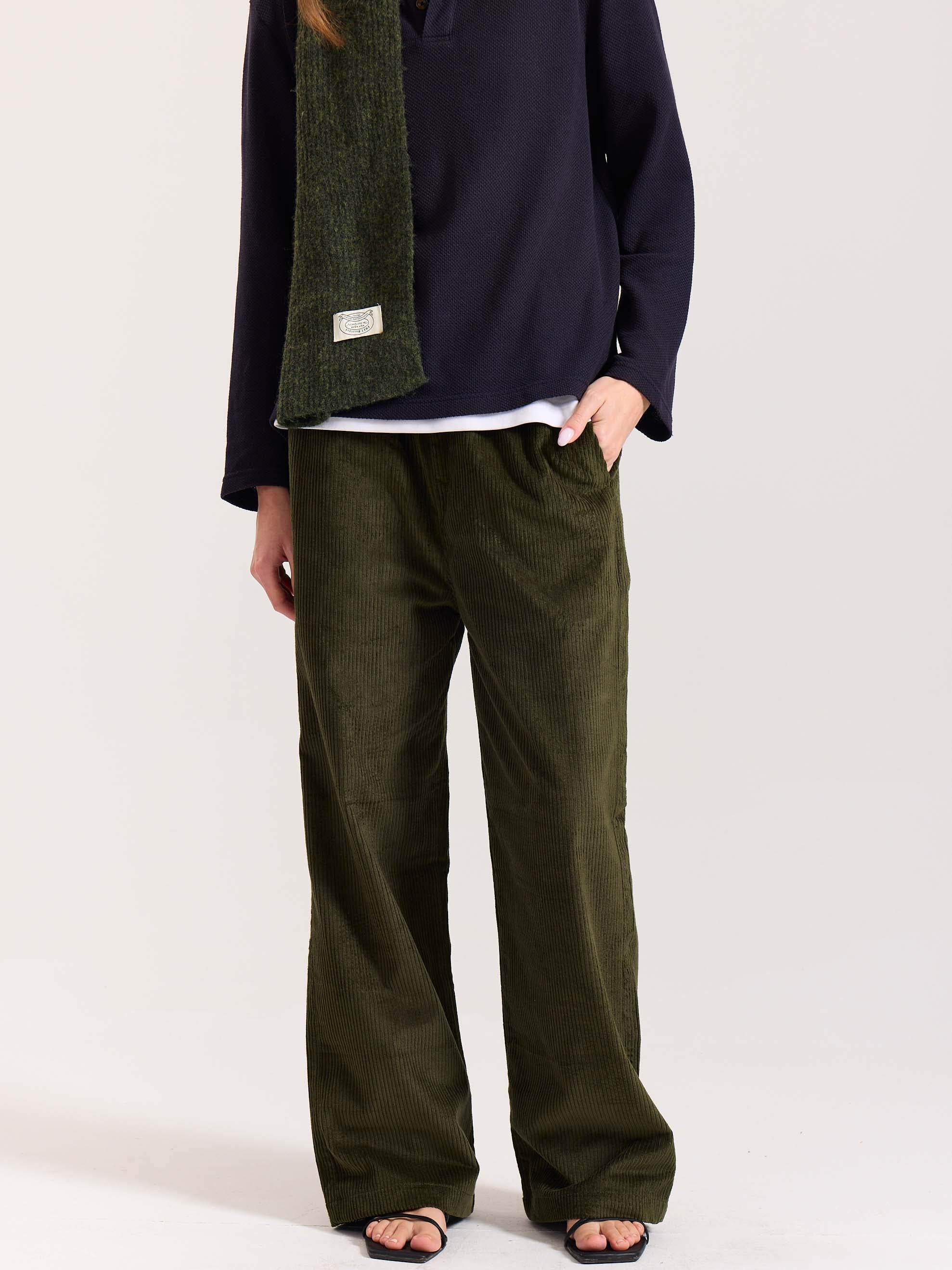 Olive Green Corduroy Pull-on Pants - Image 8