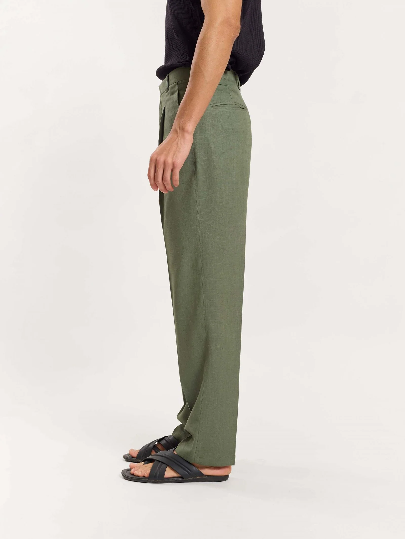 Olive Linen Trousers - Image 4