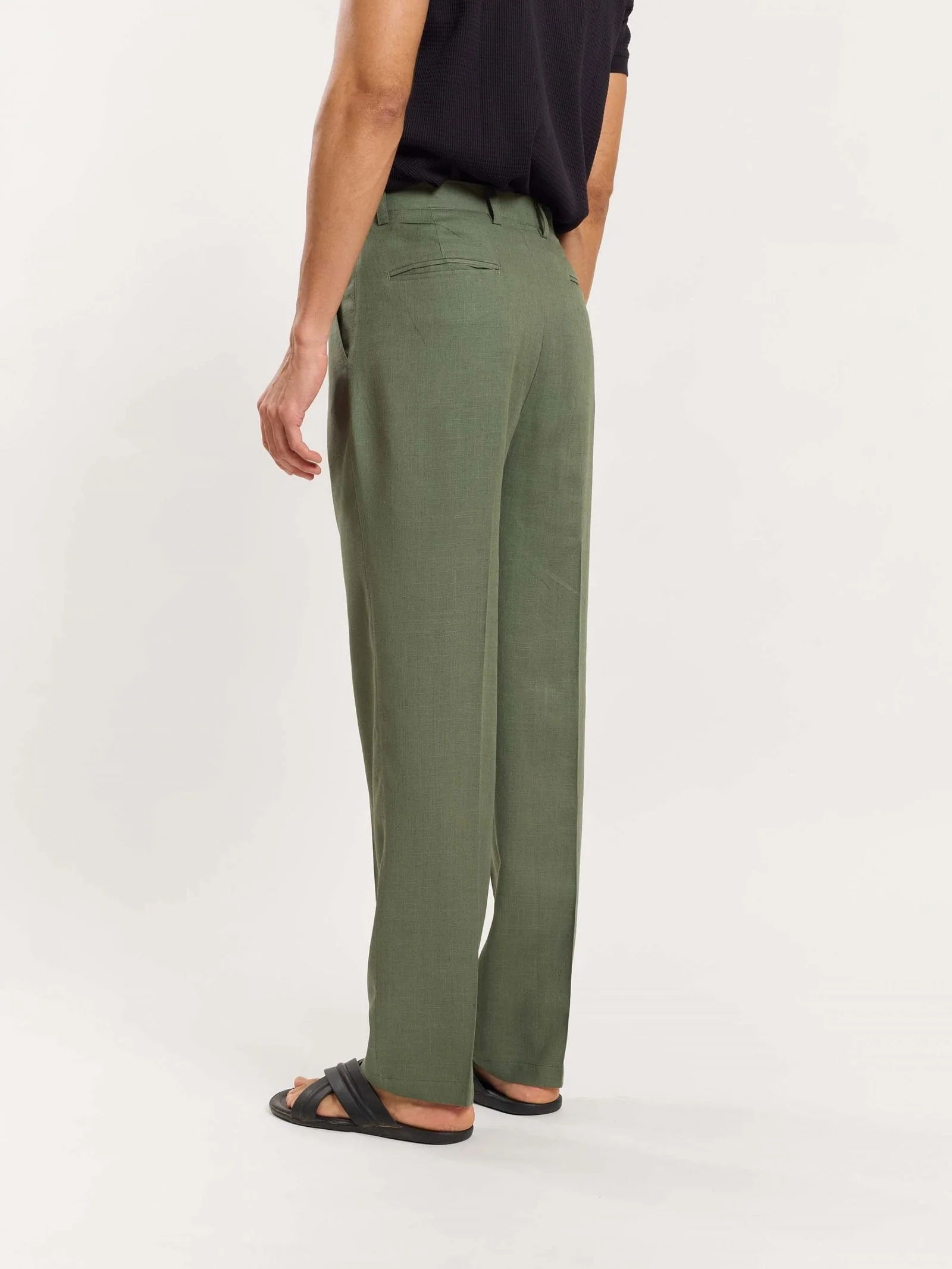 Olive Linen Trousers - Image 5