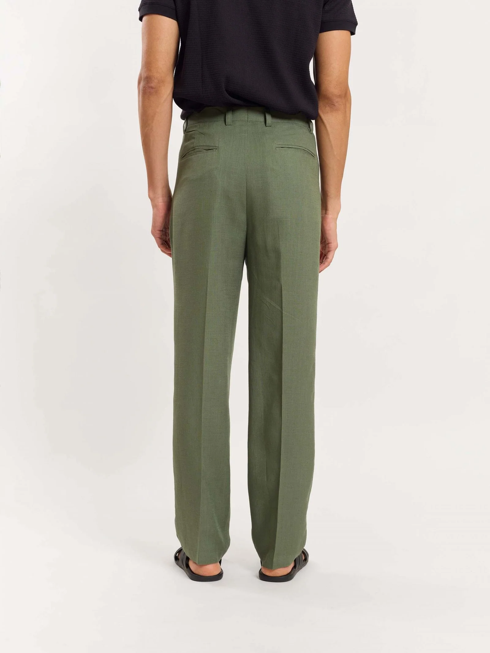 Olive Linen Trousers - Image 6