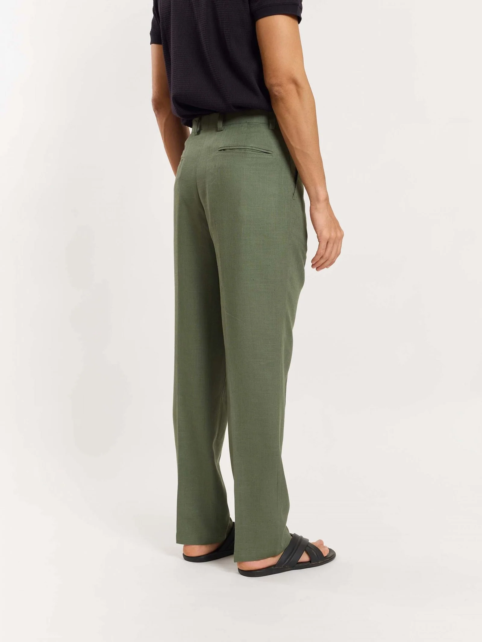 Olive Linen Trousers - Image 7