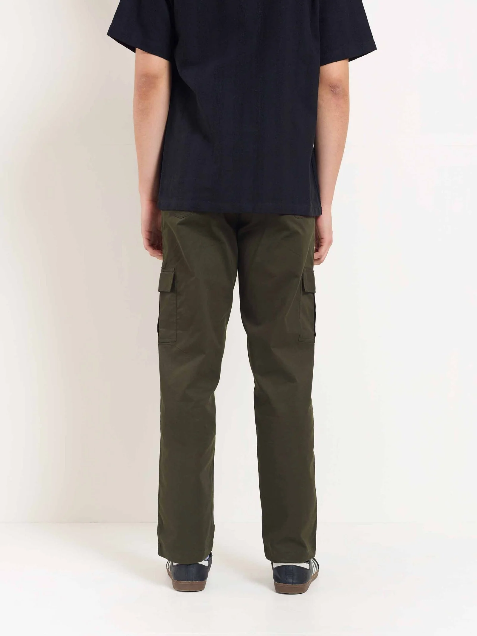 Olive Loose Fit Twill Cargo Trousers - Image 6