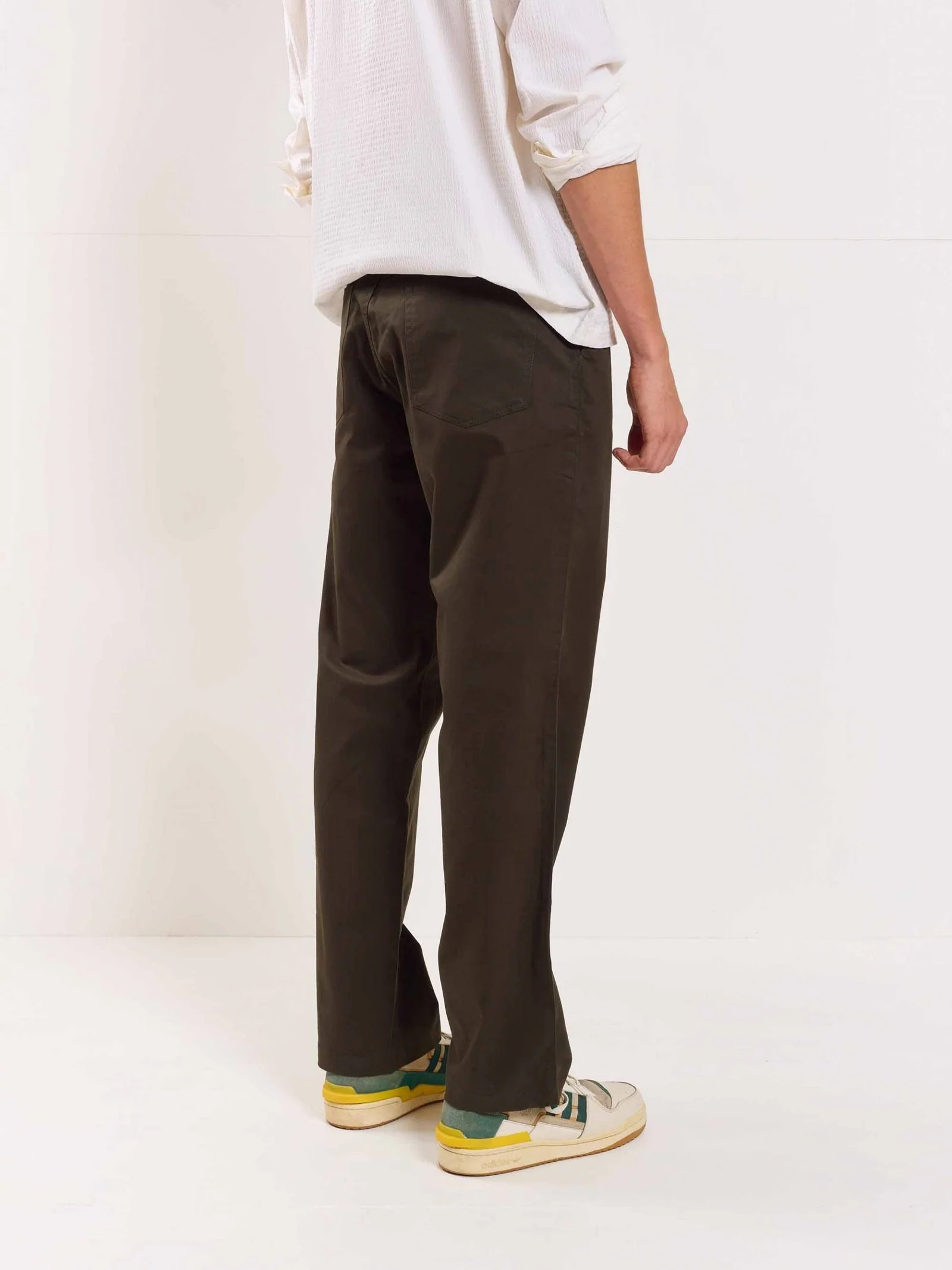 Olive Loose Fit Twill Trousers - Image 5
