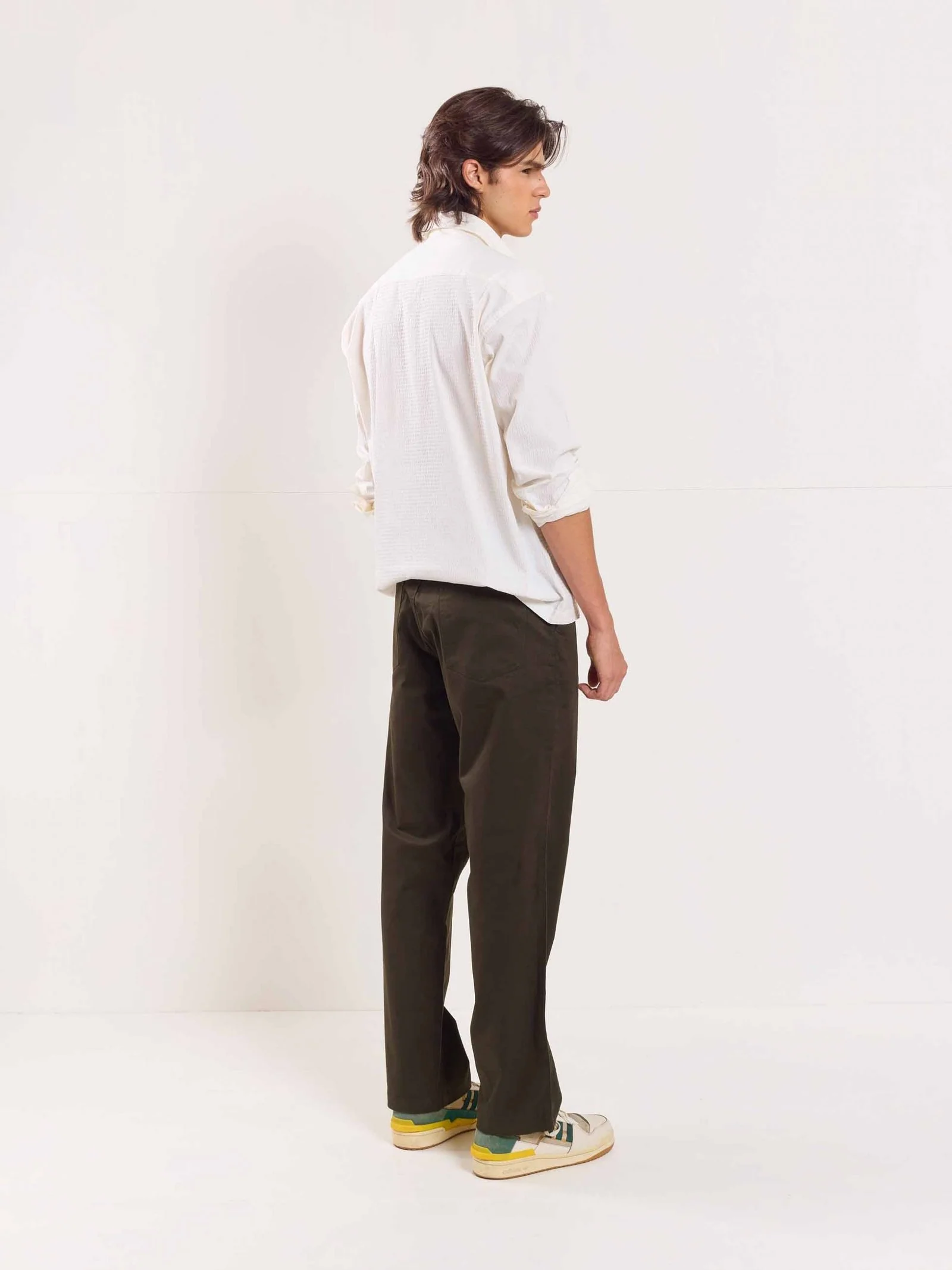 Olive Loose Fit Twill Trousers - Image 6