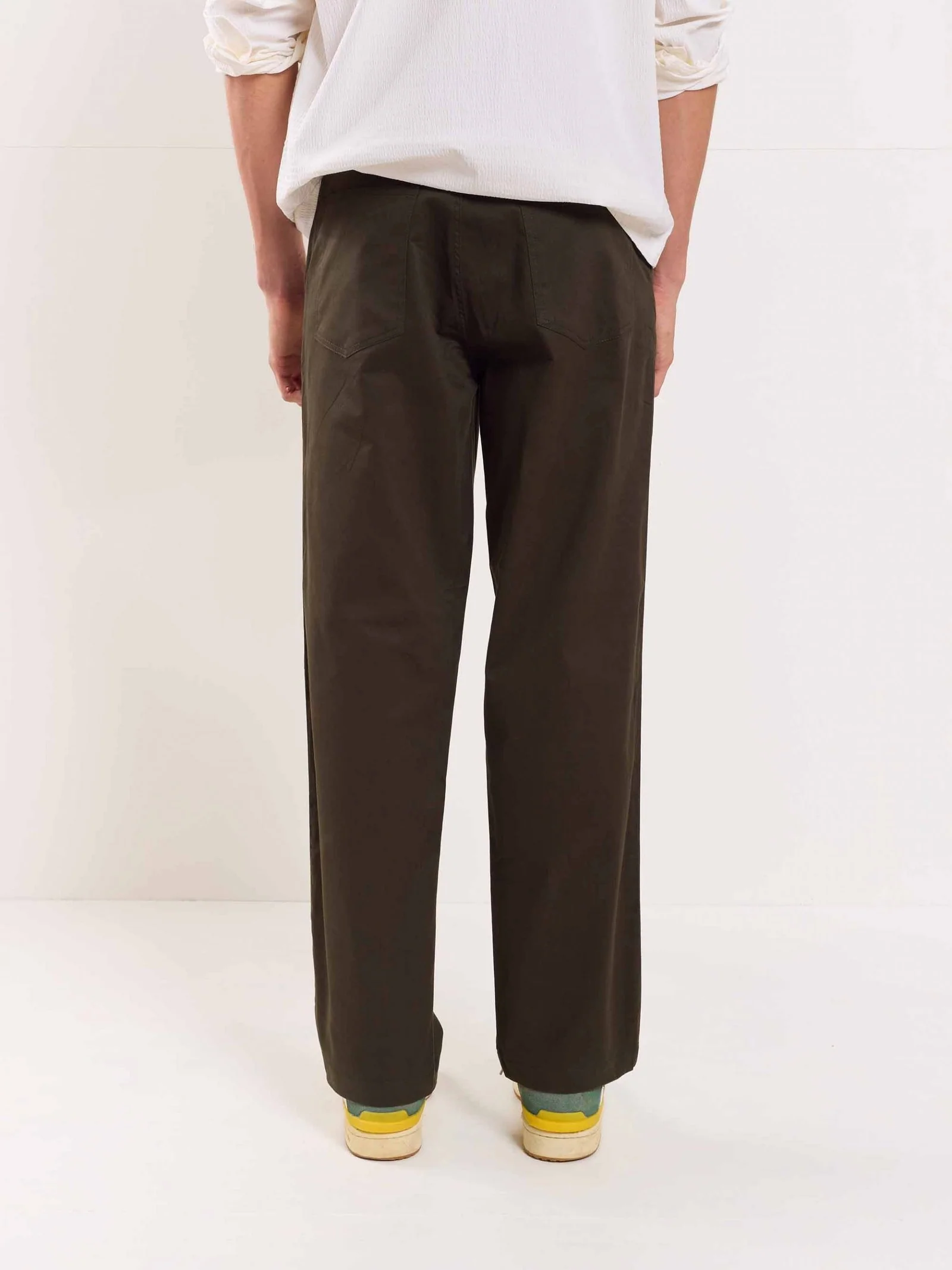 Olive Loose Fit Twill Trousers - Image 7