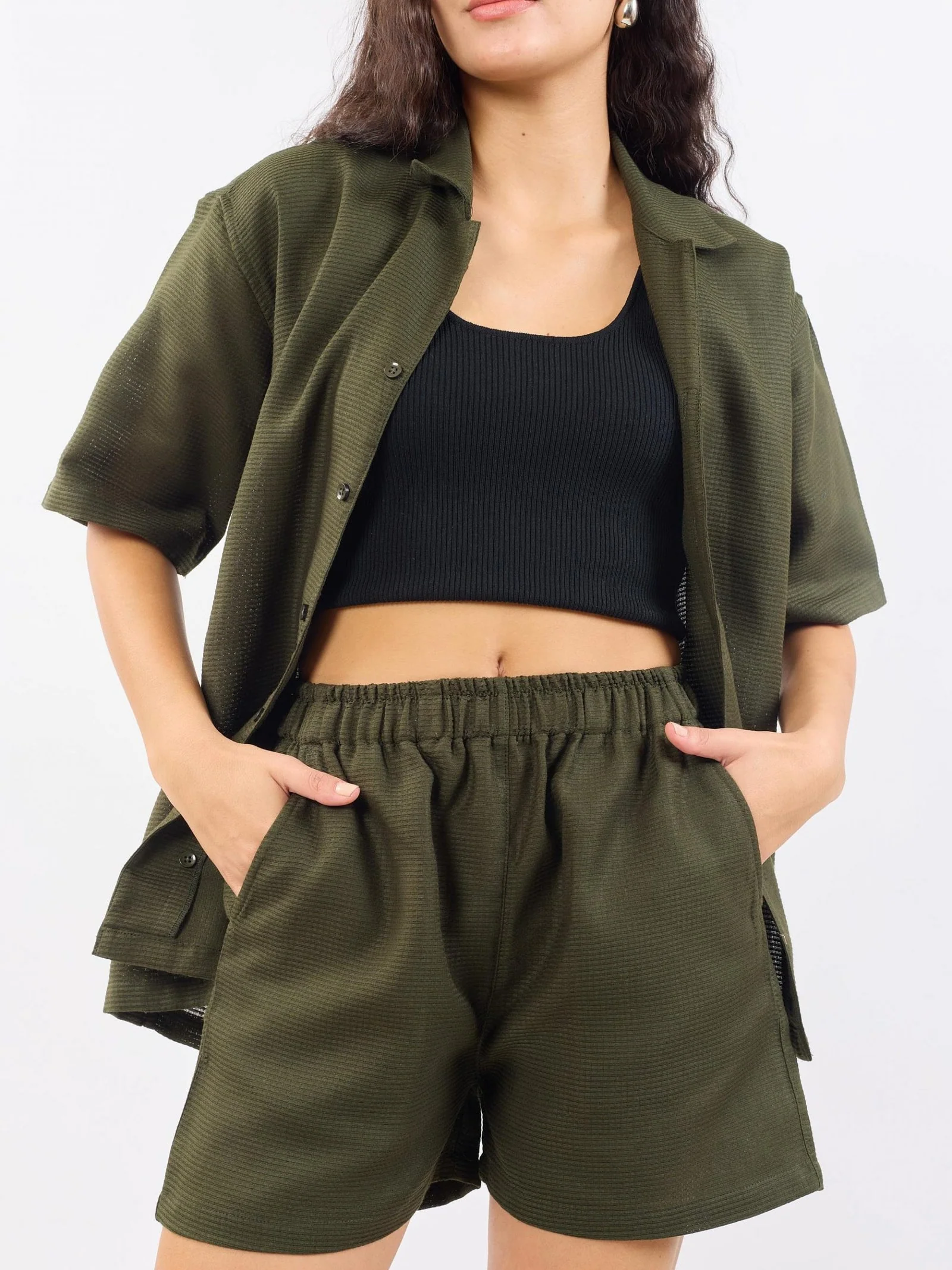 Olive Unisex Textured Co-ord Set - Image 4