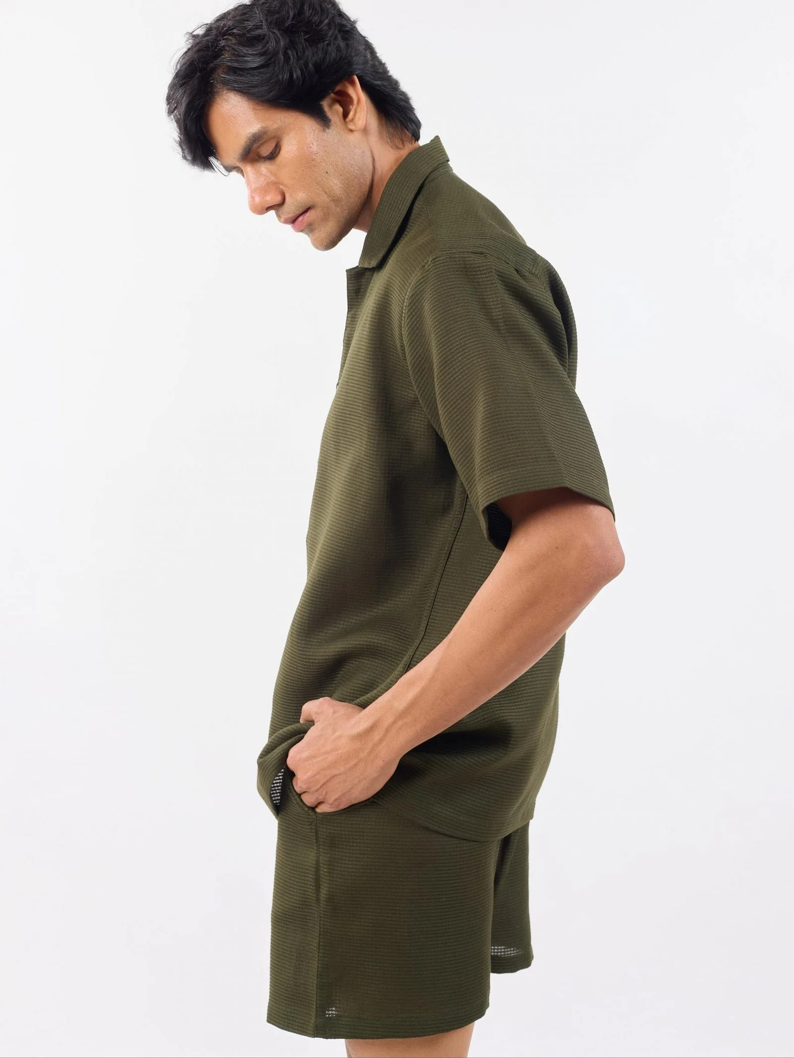 Olive Unisex Textured Co-ord Set - Image 5