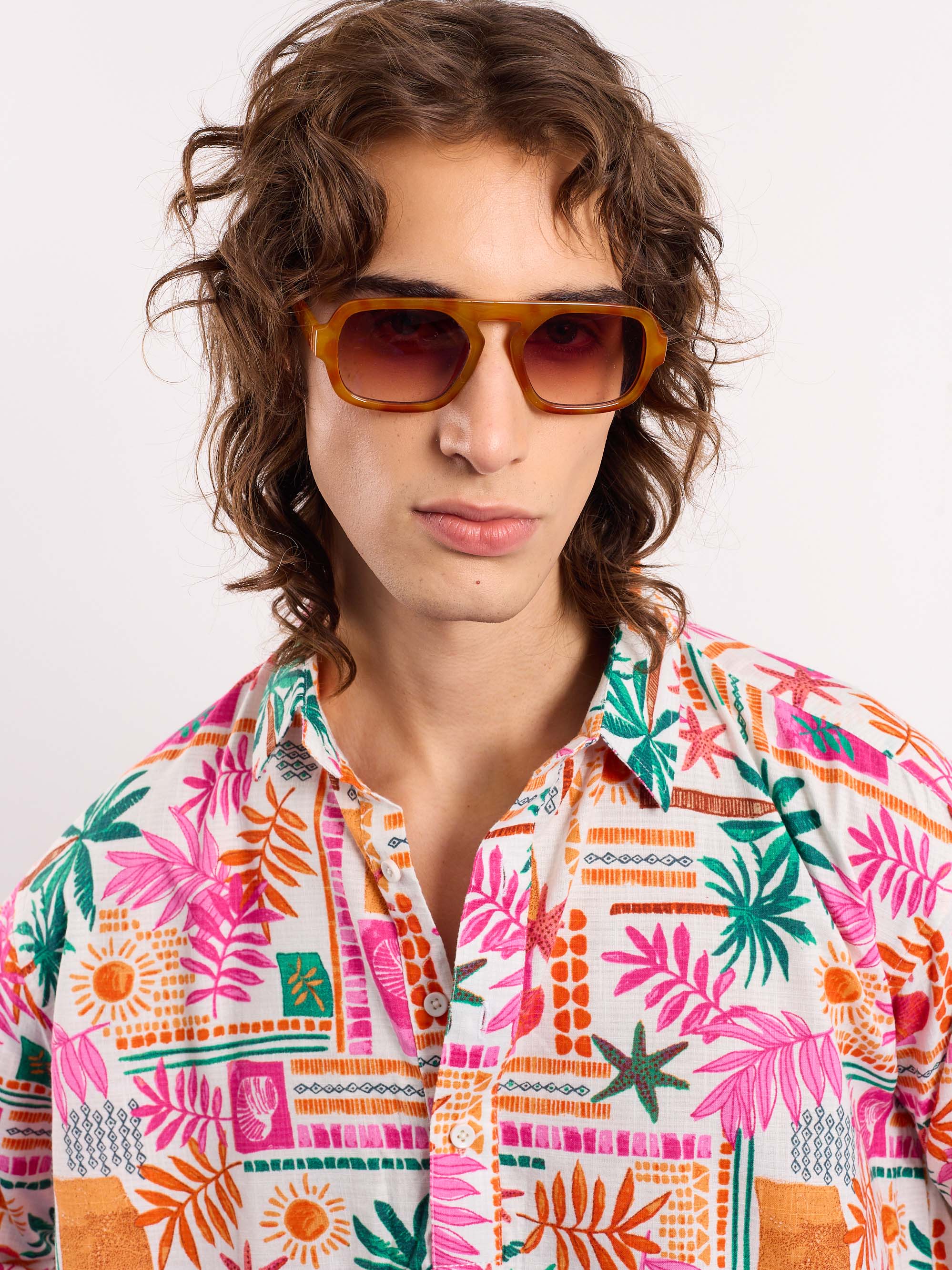 Orange Pink Tropical Linen Pullover - Image 7