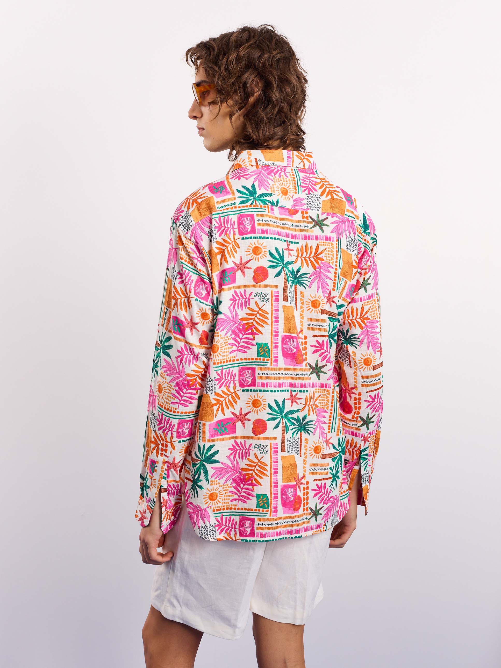 Orange Pink Tropical Linen Pullover - Image 8