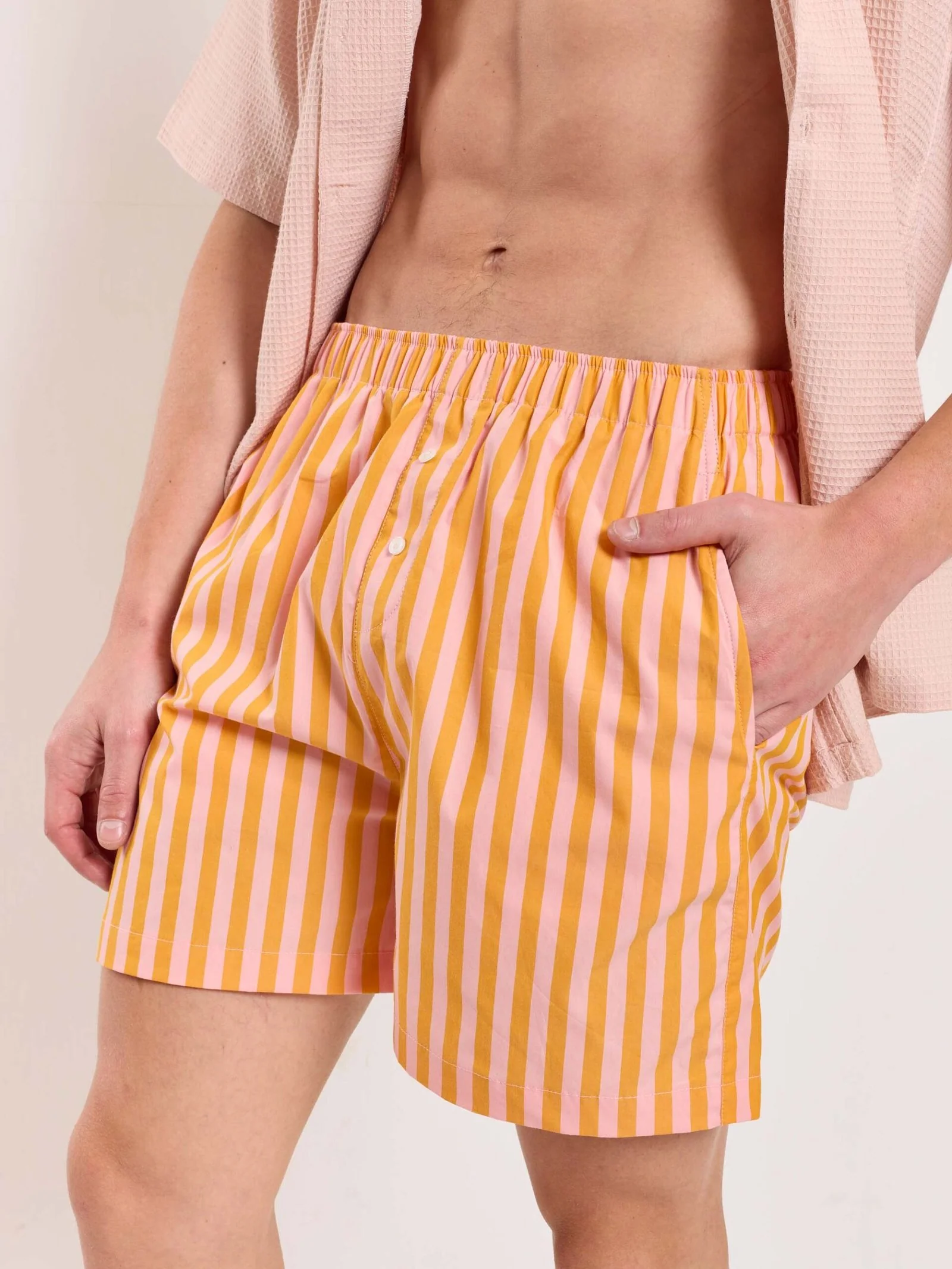 Orange Striped Poplin Shorts - Image 8